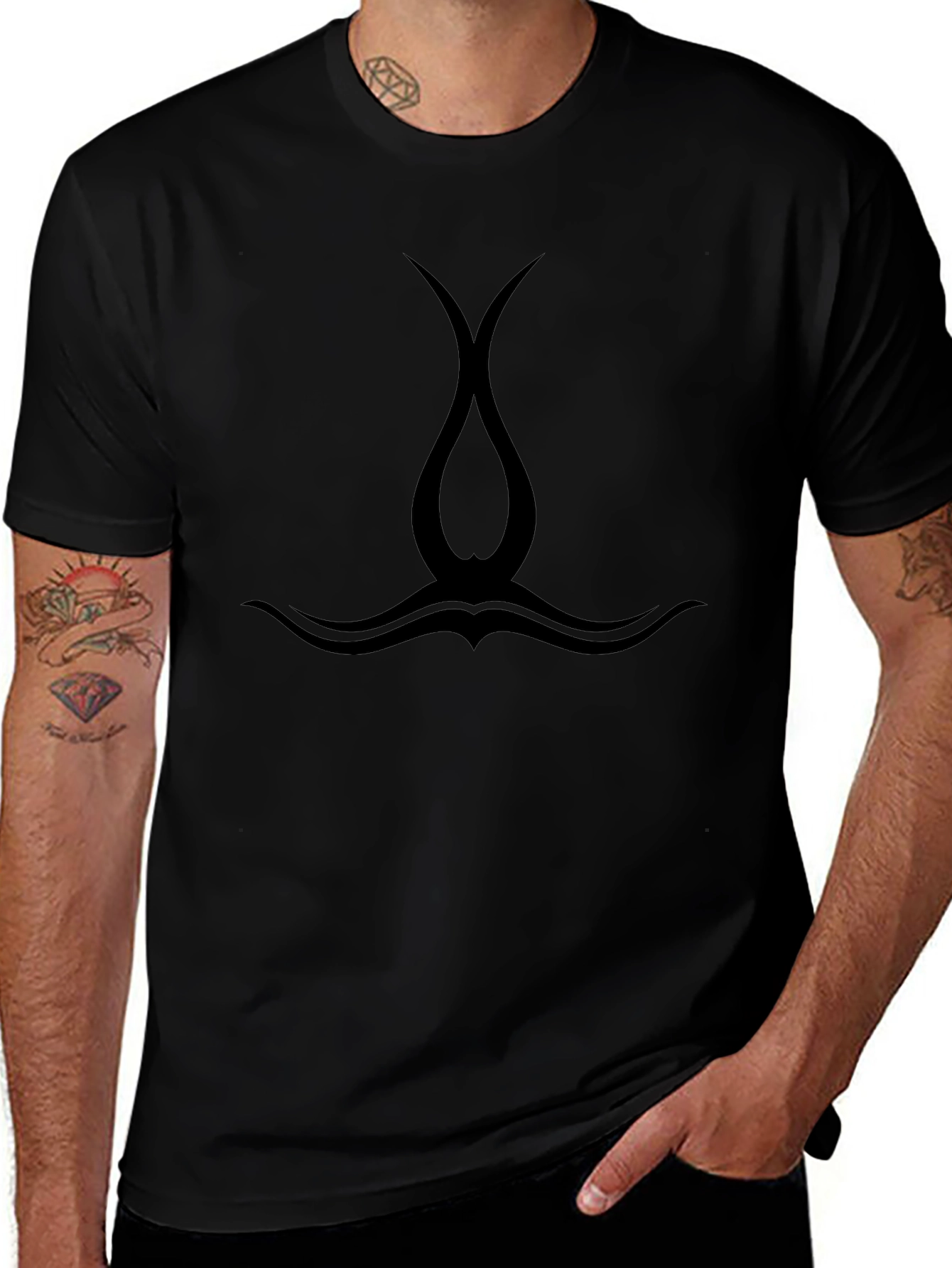 Mens Black Tribal Graphic Tee - Casual Style