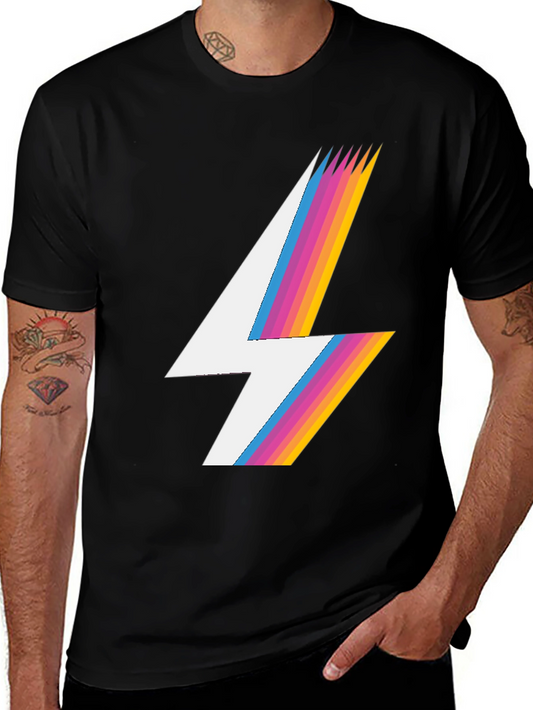 Retro Lightning Bolt T-Shirt - Black