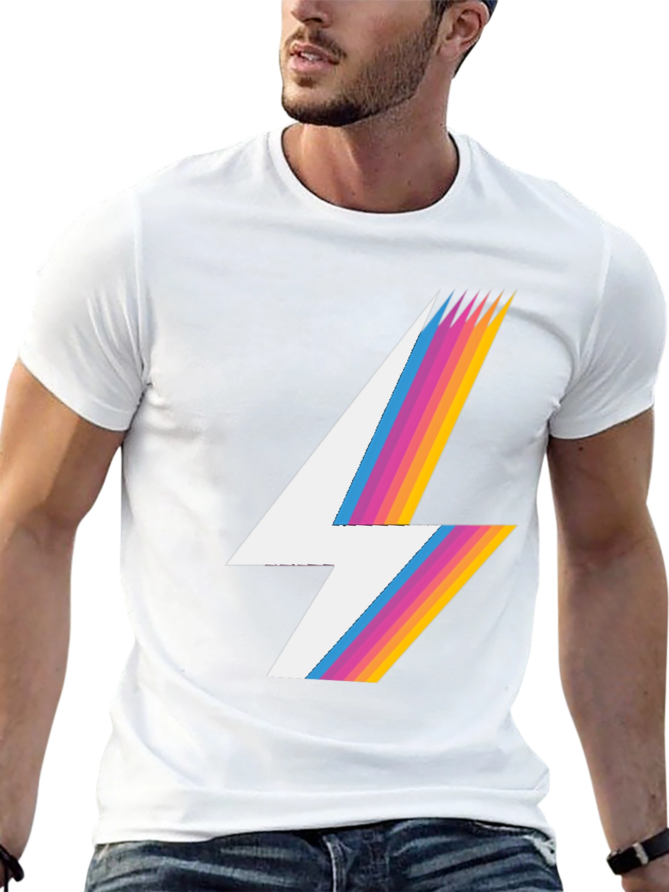 Retro Lightning Bolt T-Shirt - Black