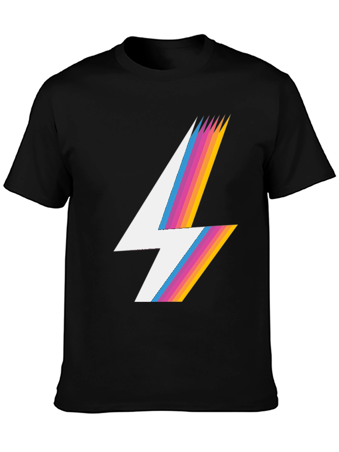 Retro Lightning Bolt T-Shirt - Black