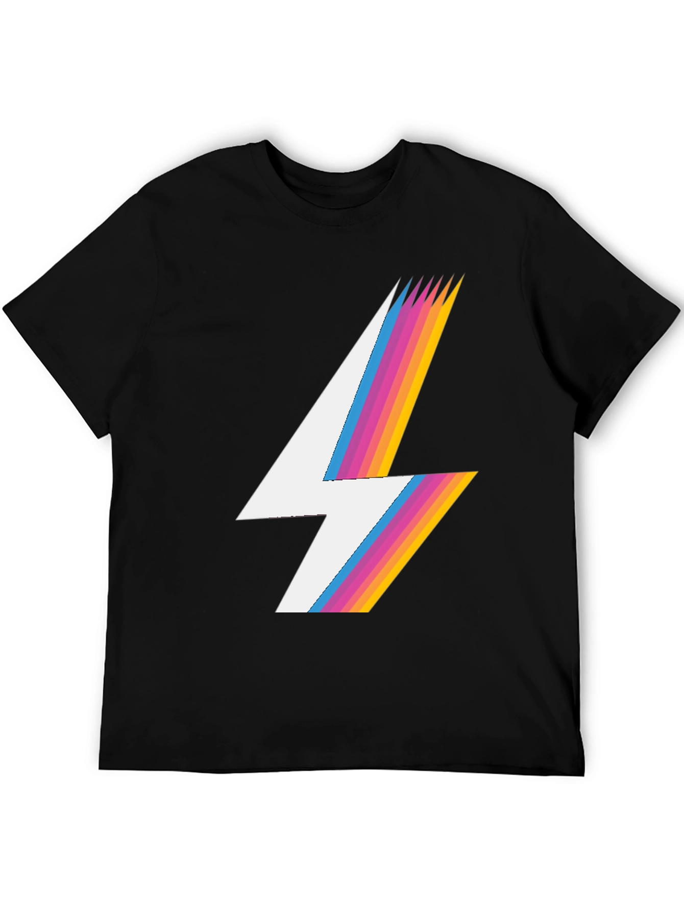 Retro Lightning Bolt T-Shirt - Black