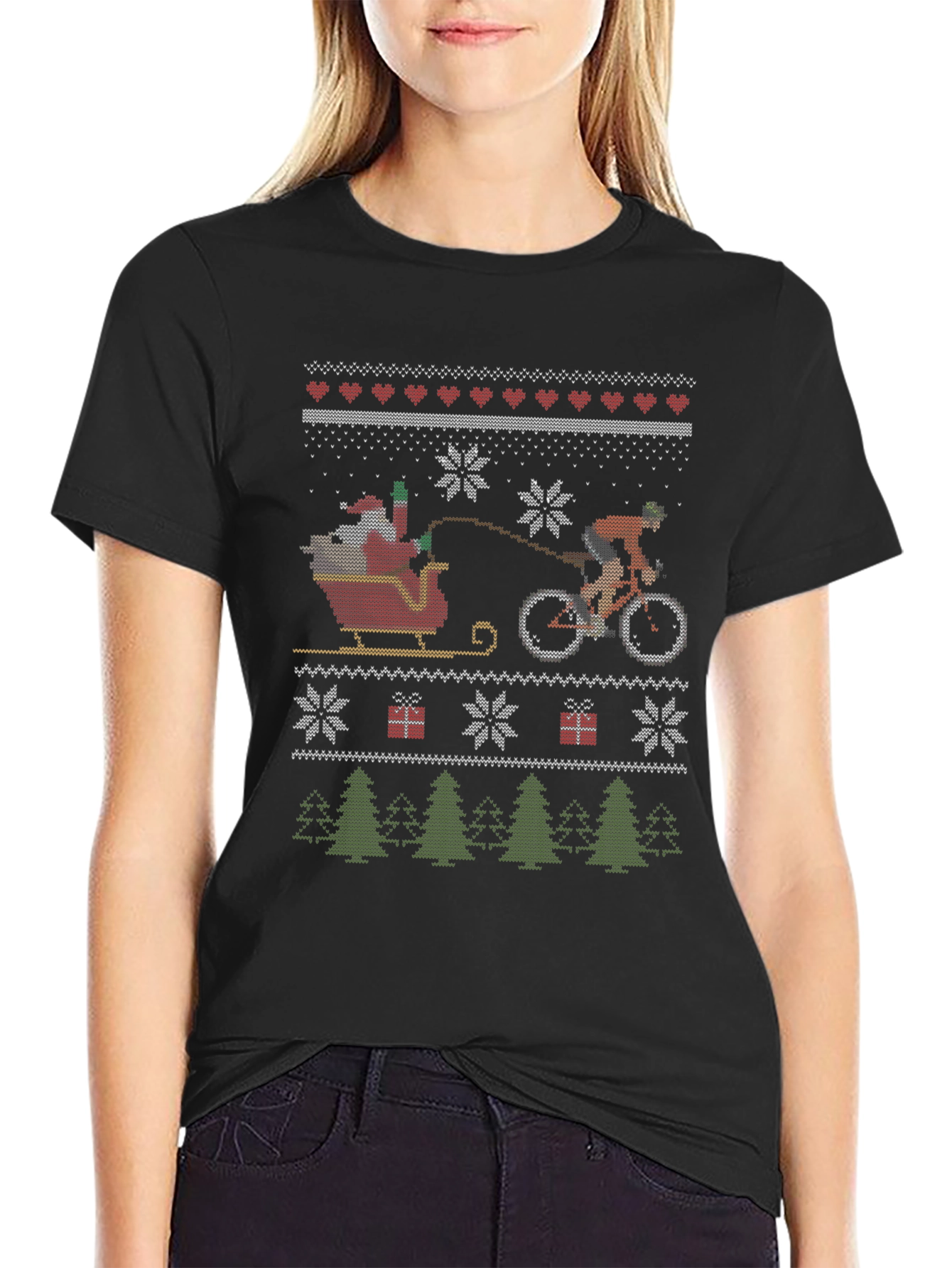 Festive Santa Biker Christmas T-Shirt
