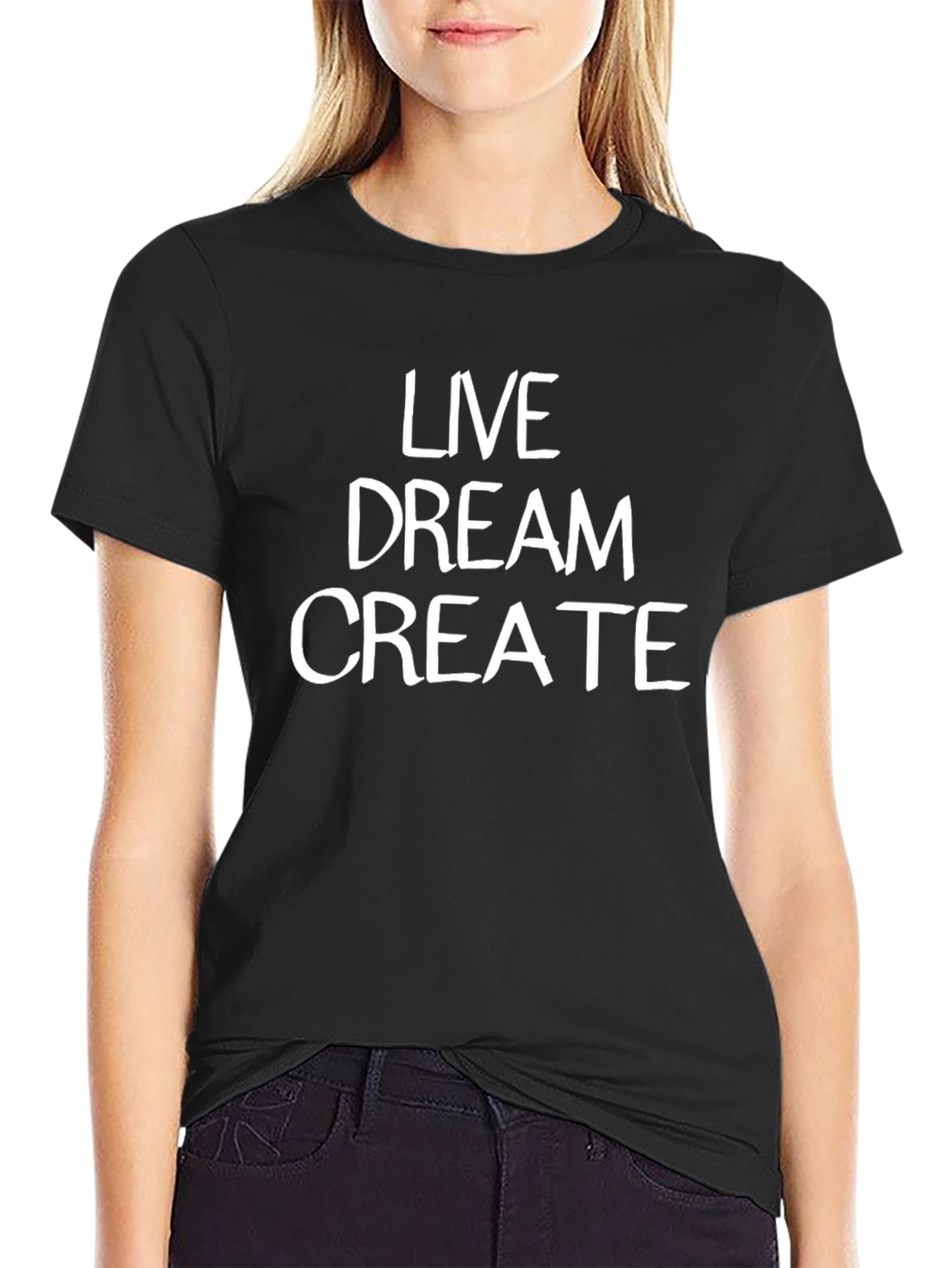 Live Dream Create Graphic Tee - Black Cotton T-Shirt