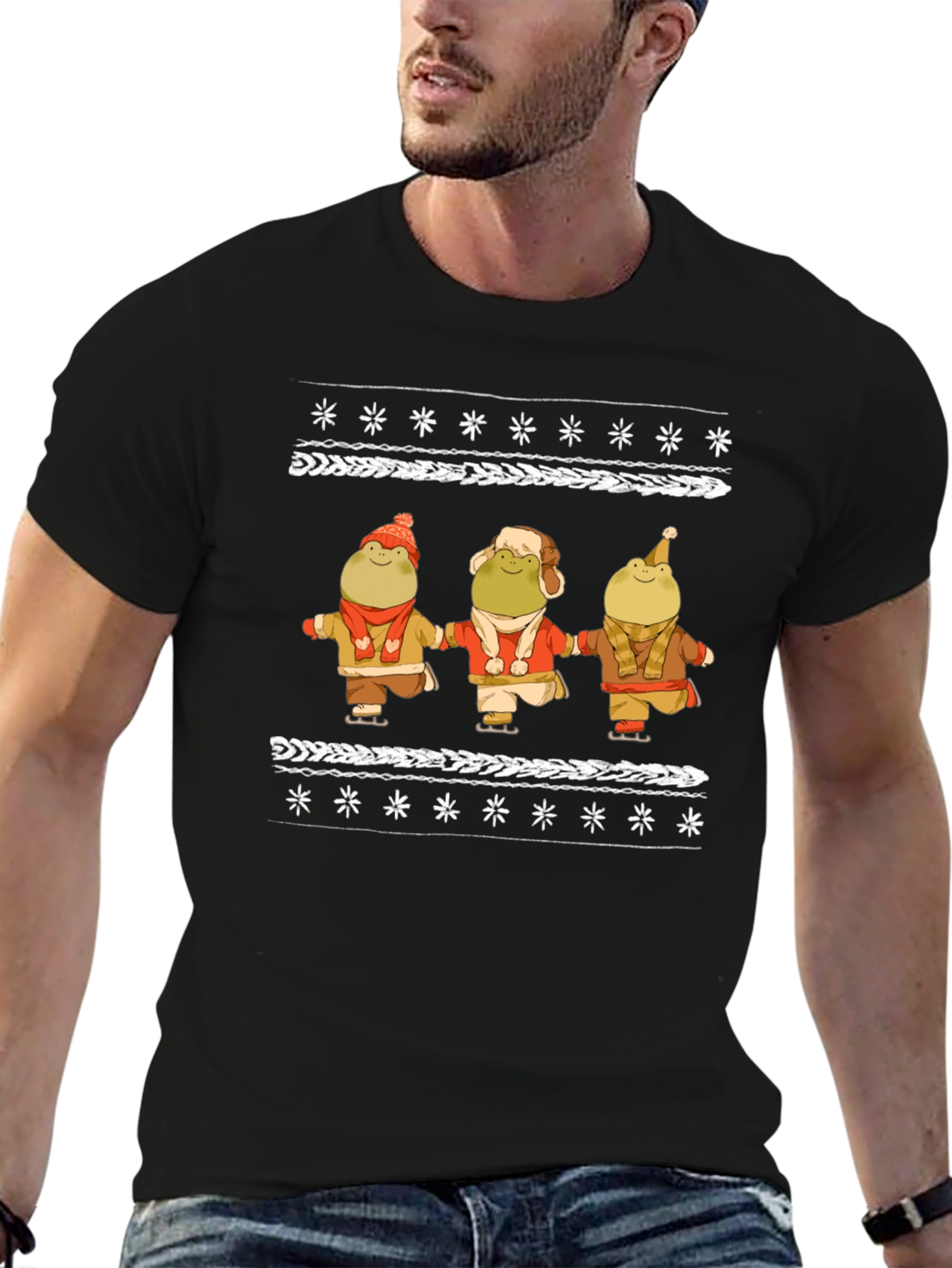 Frog Skating Ugly Christmas T-Shirt