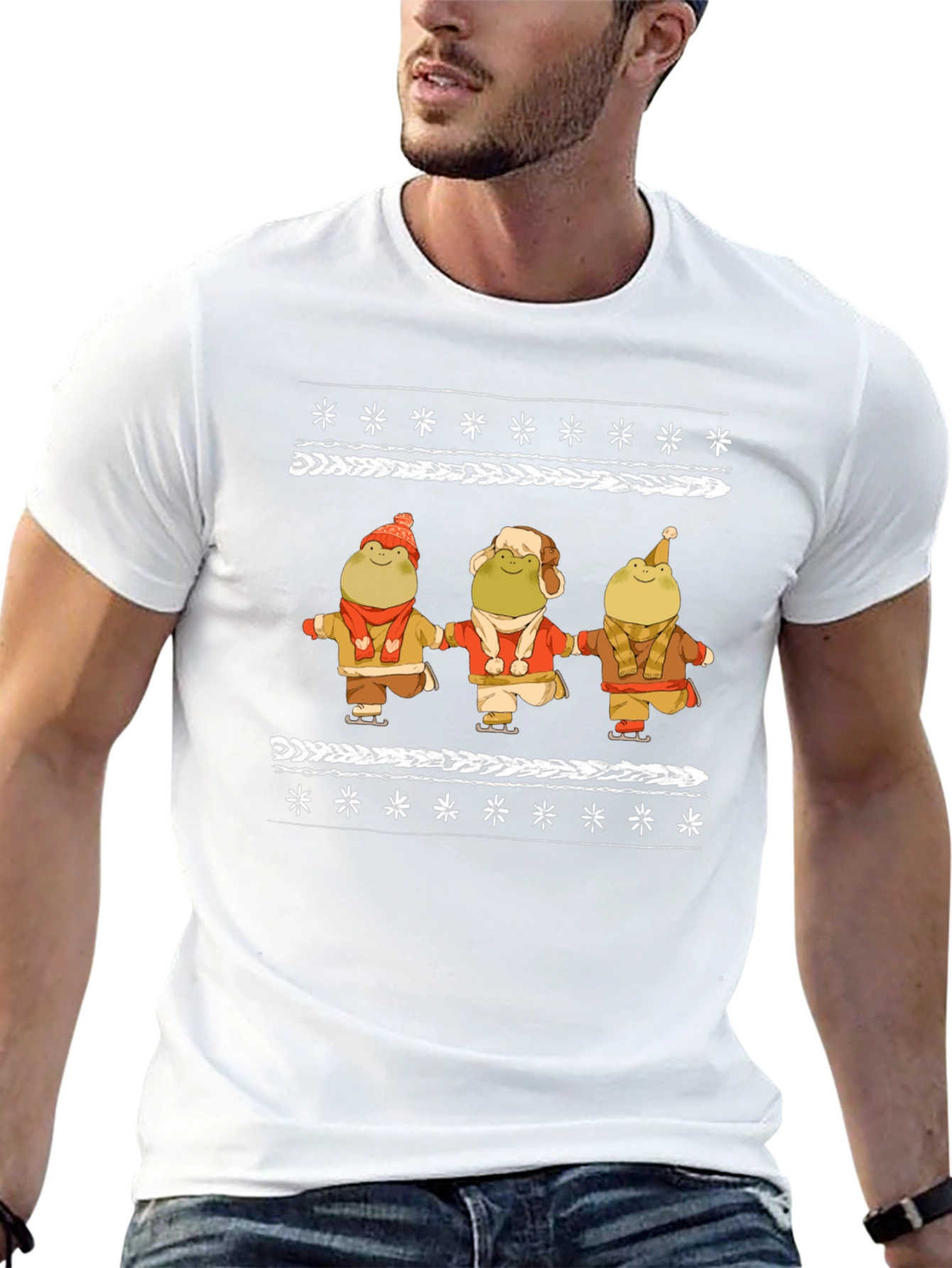 Frog Skating Ugly Christmas T-Shirt