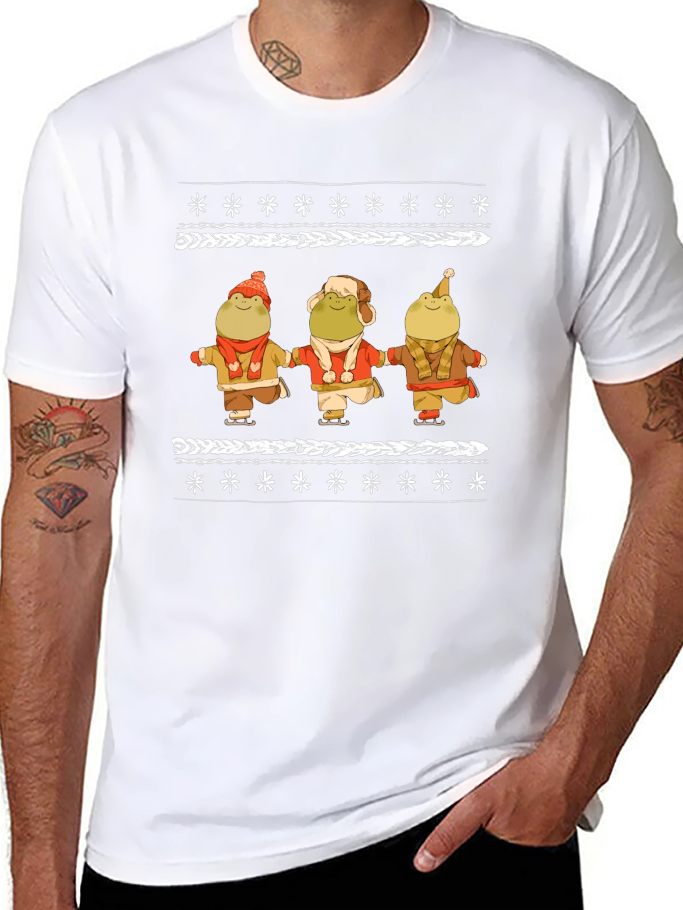 Frog Skating Ugly Christmas T-Shirt