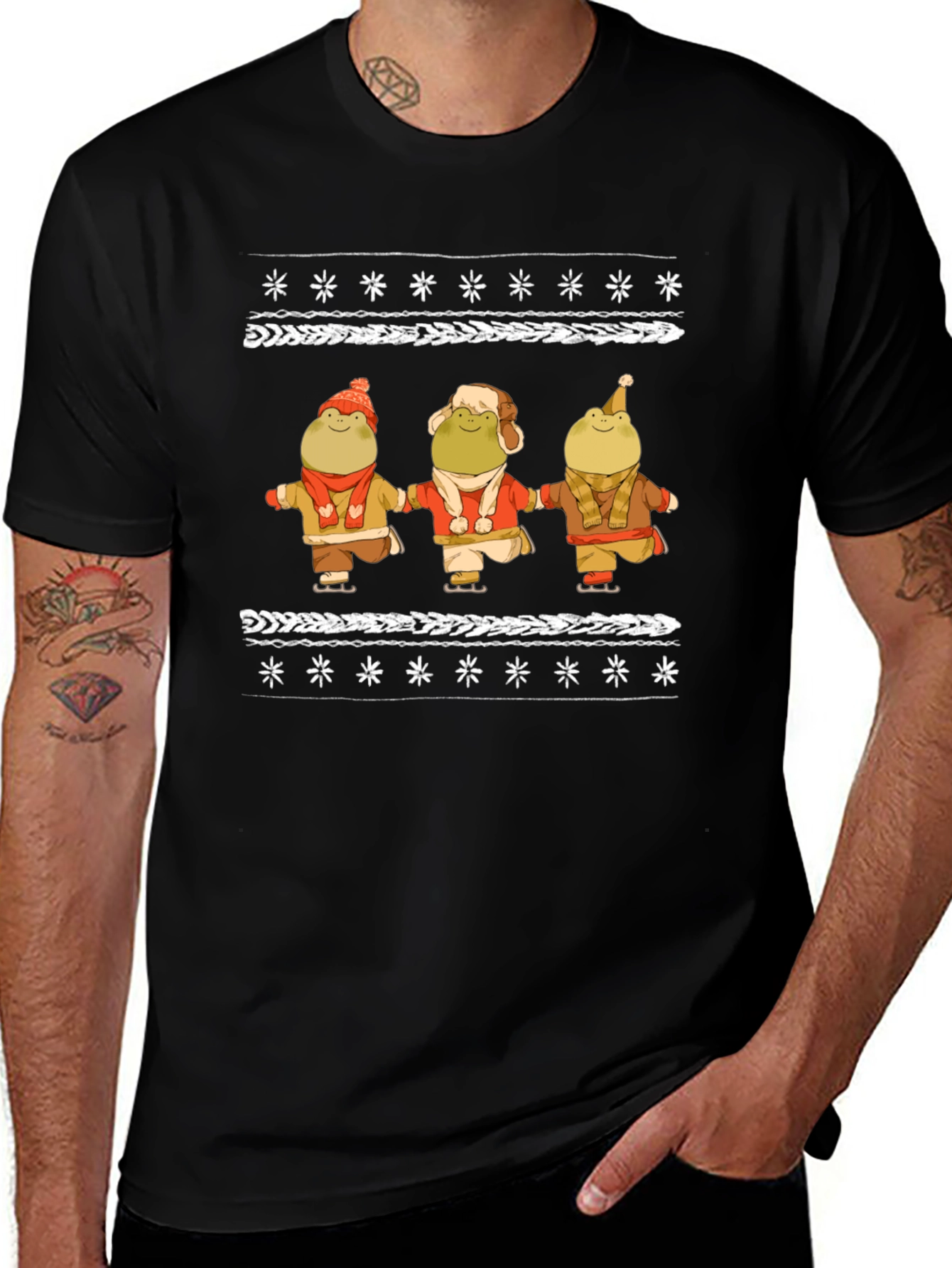 Frog Skating Ugly Christmas T-Shirt