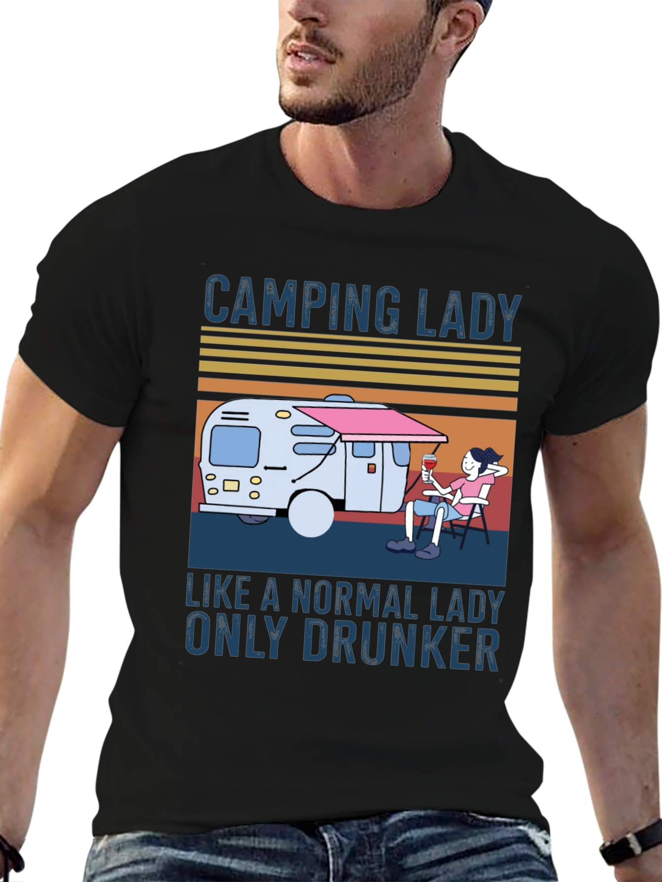 Camping Lady Graphic T-Shirt - Relaxed & Fun Style