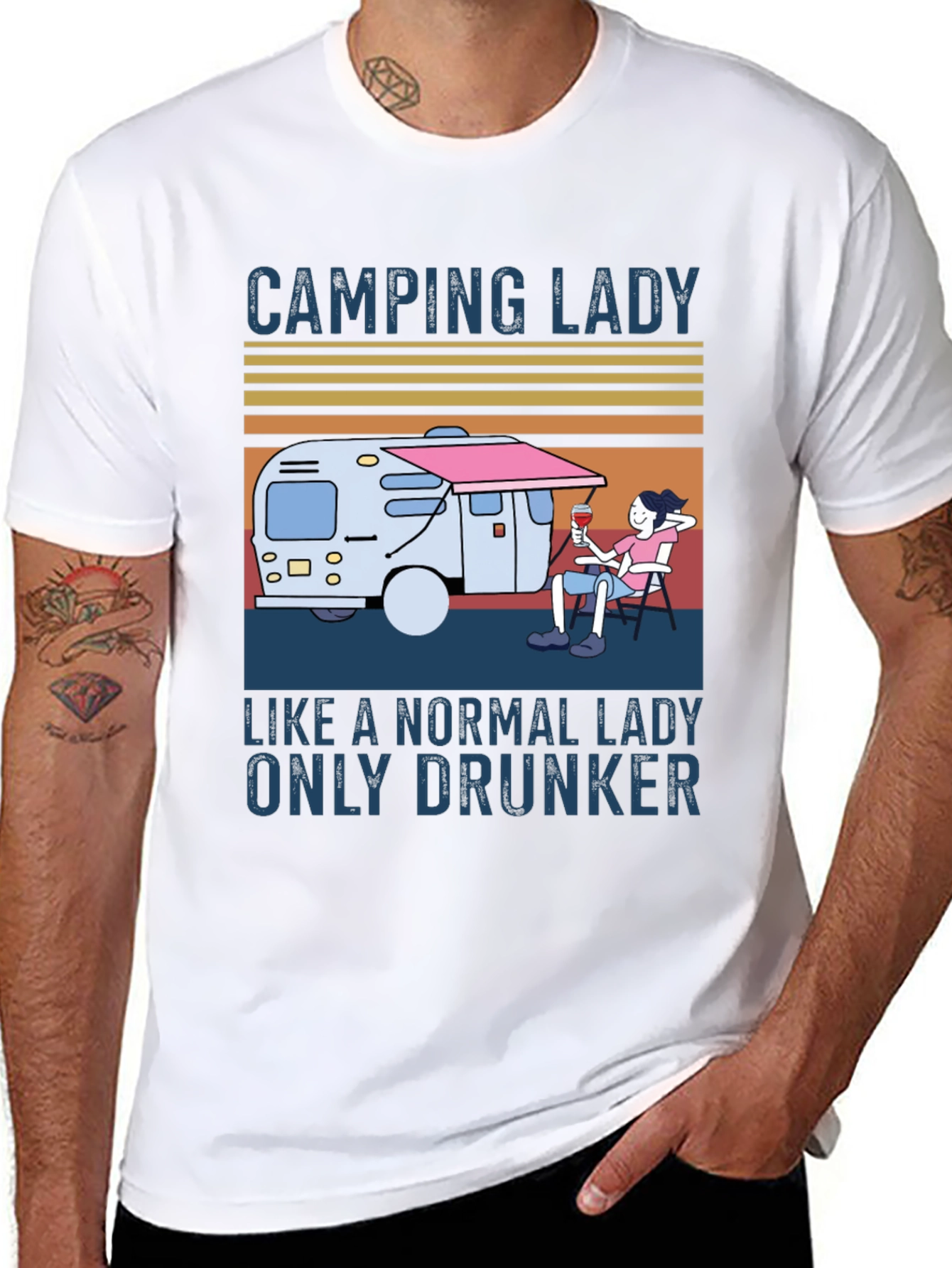Camping Lady Graphic T-Shirt - Relaxed & Fun Style