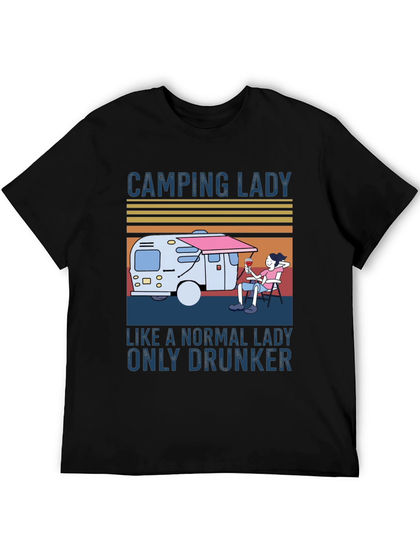 Camping Lady Graphic T-Shirt - Relaxed & Fun Style