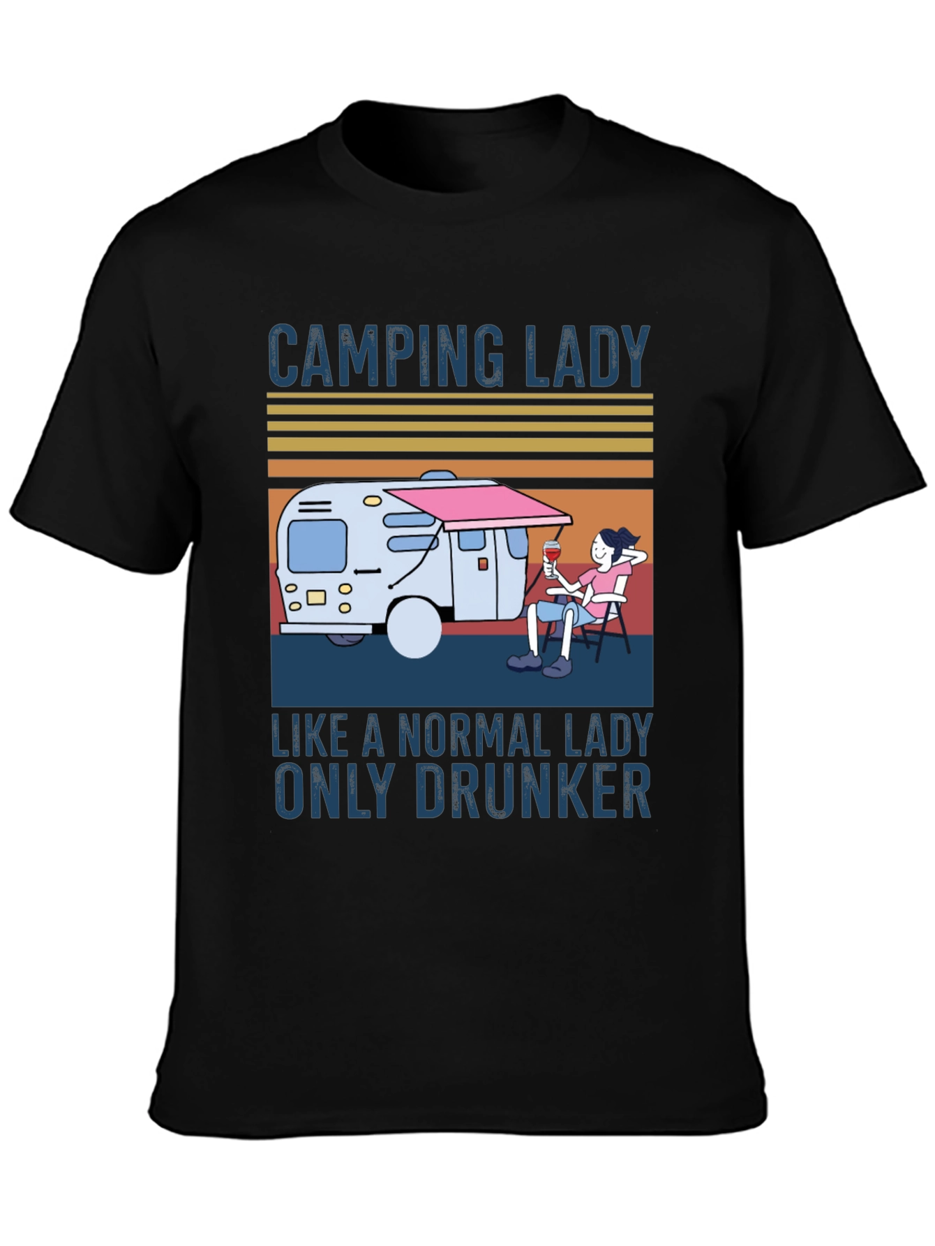 Camping Lady Graphic T-Shirt - Relaxed & Fun Style