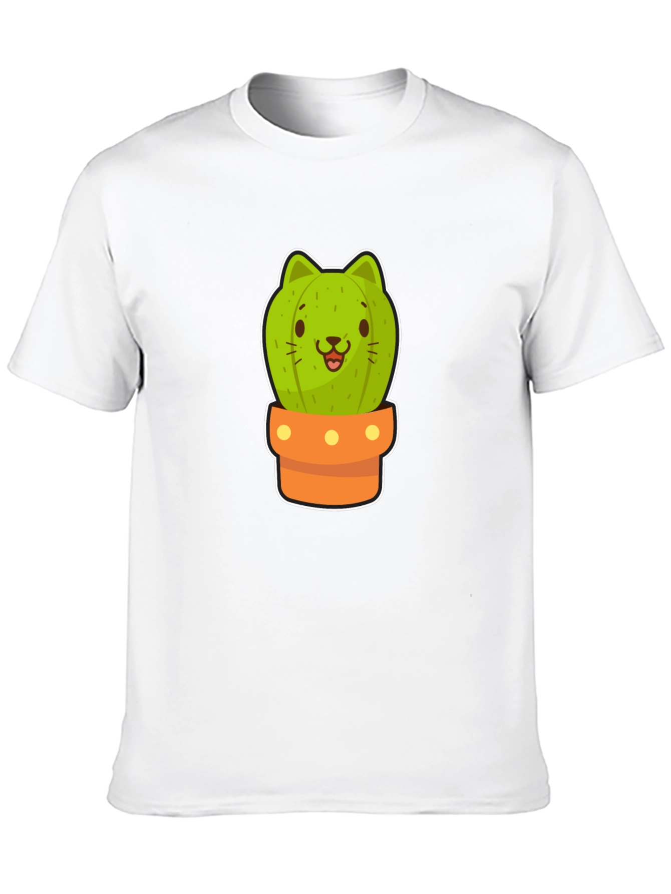 Cute Cactus Cat Graphic Black Tee