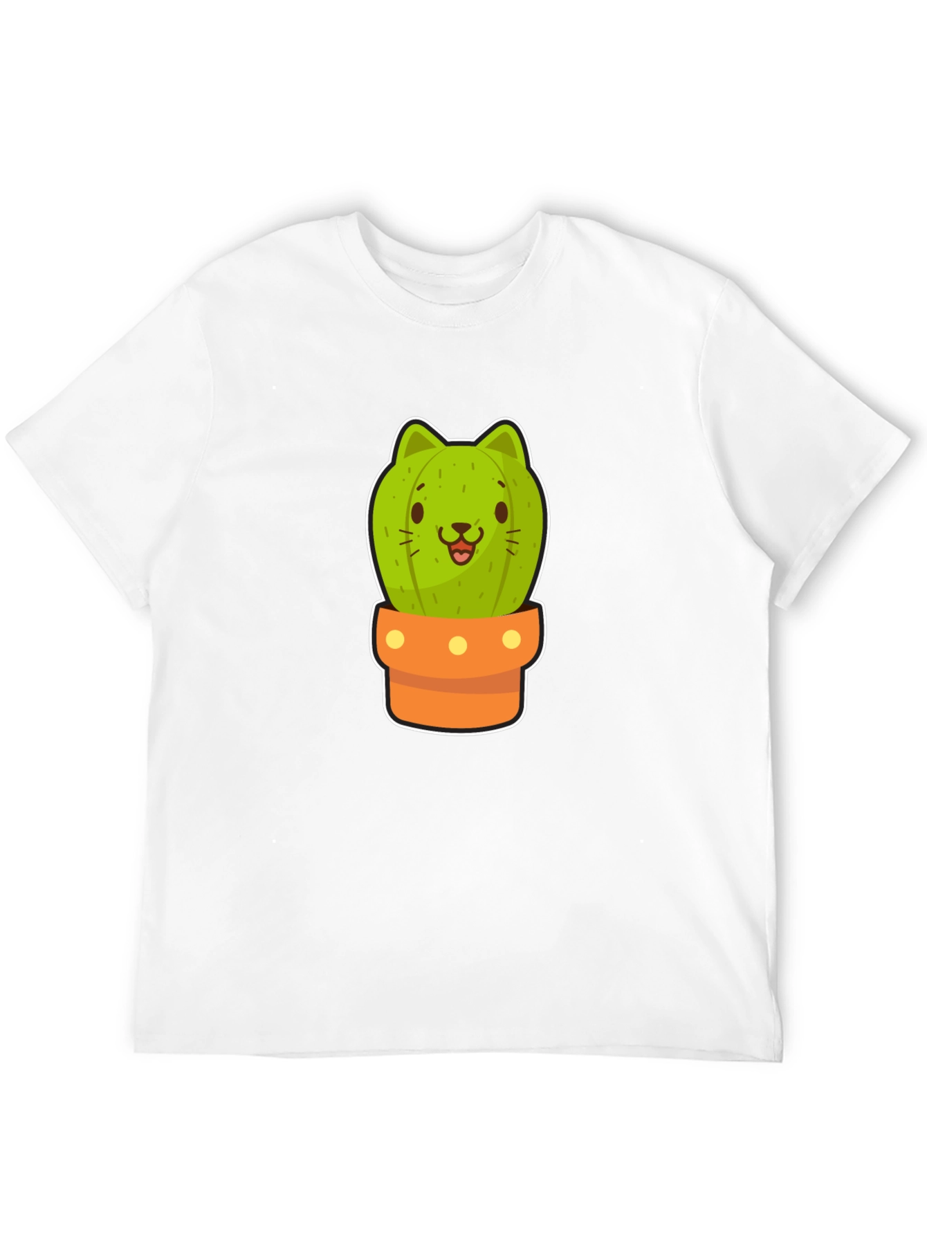 Cute Cactus Cat Graphic Black Tee