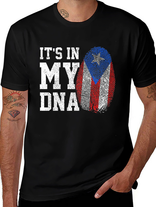 Its In My DNA - Puerto Rico Fingerprint Flag T-Shirt