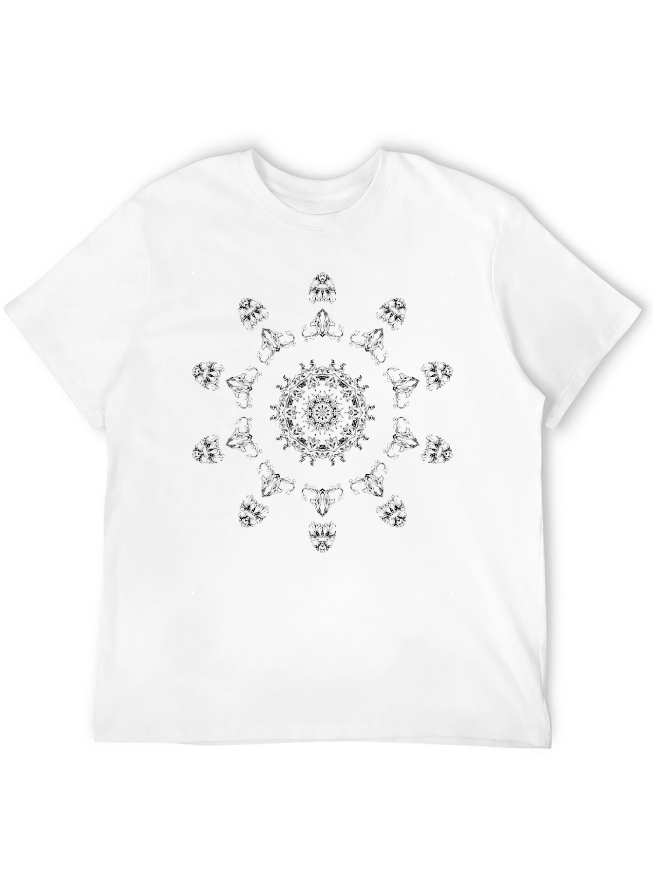 Black Graphic Tee with Mandala Design