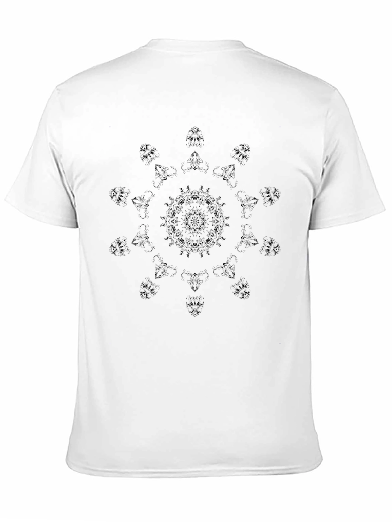 Black Graphic Tee with Mandala Design