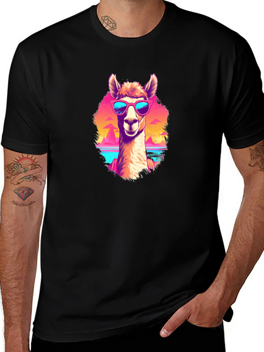 Llama in Shades Graphic Tee - Retro Style