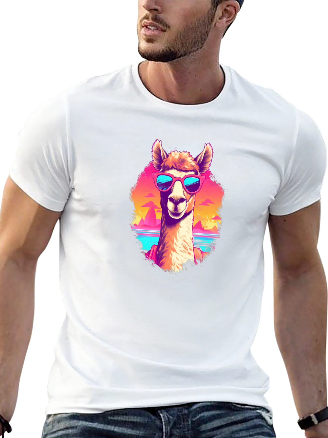 Llama in Shades Graphic Tee - Retro Style