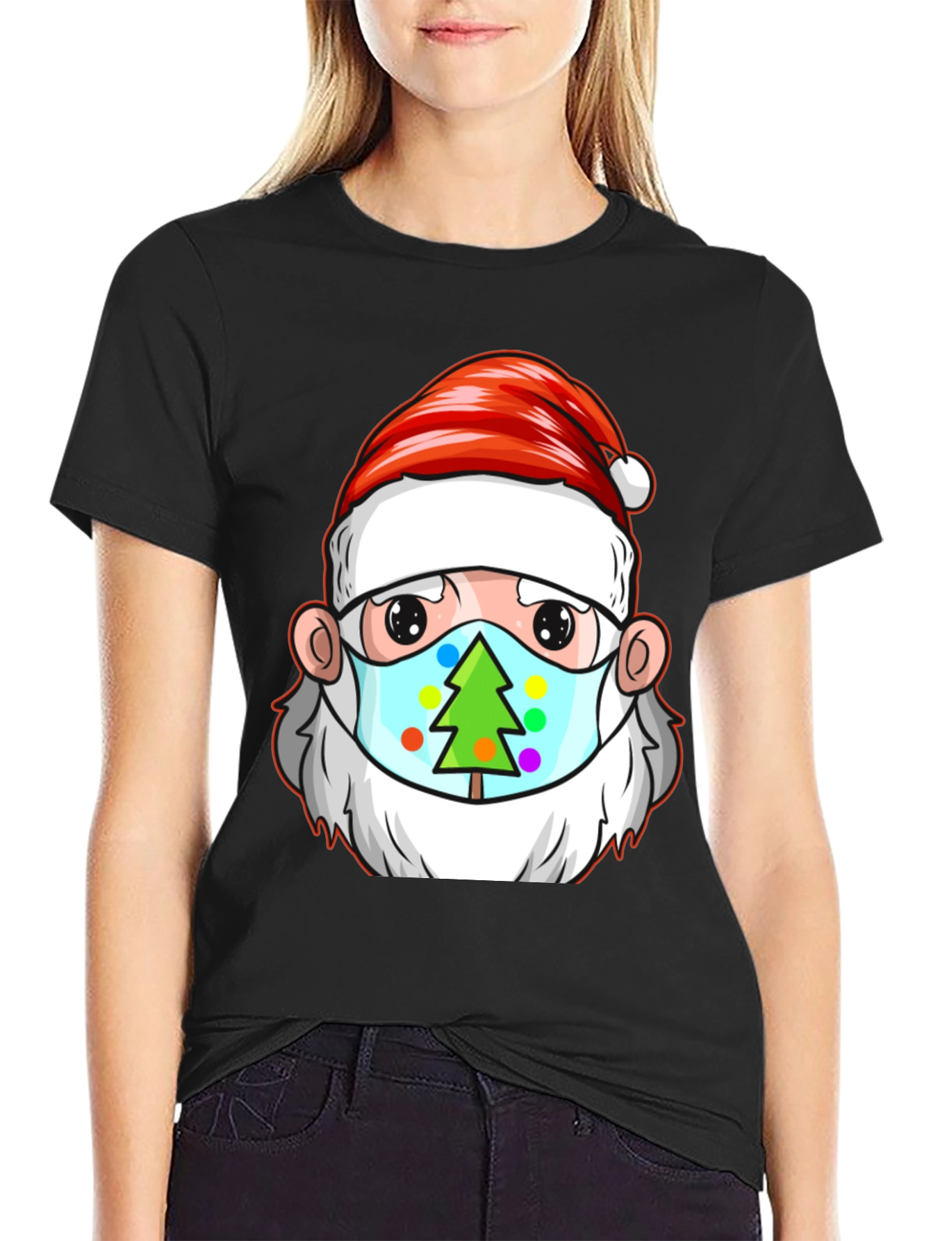 Festive Santa Mask Tee - Holiday Cheer