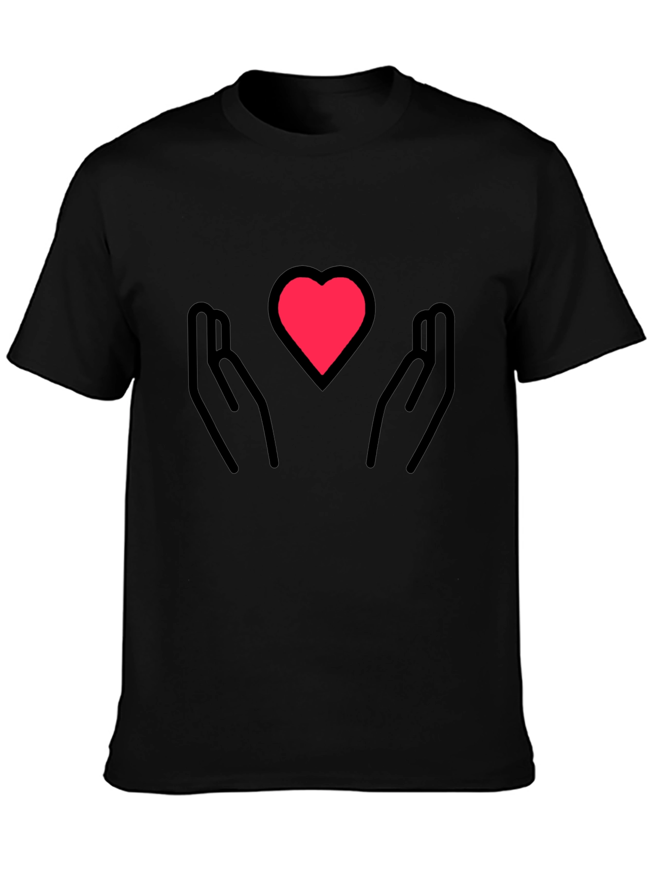 Heart in Hands Graphic Tee - Black Cotton Blend