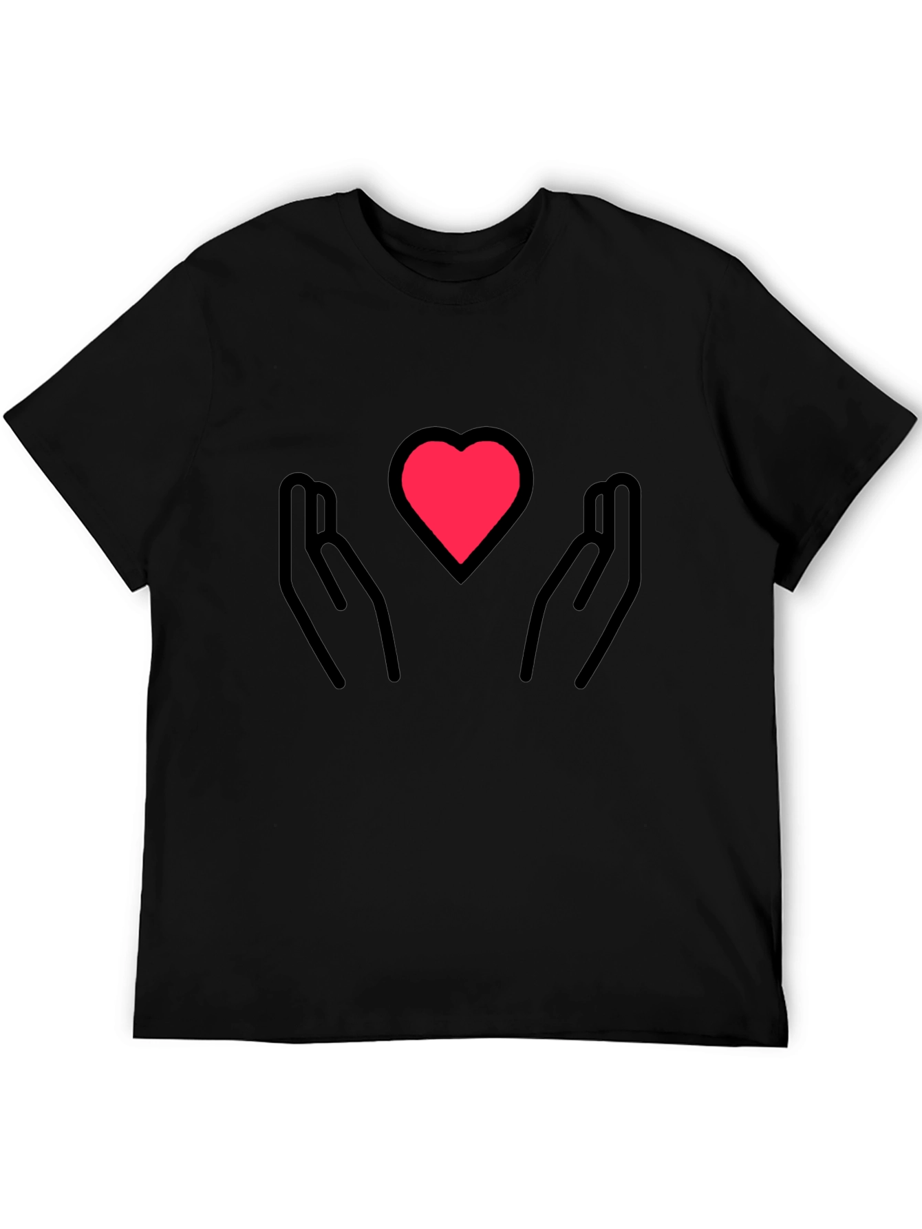 Heart in Hands Graphic Tee - Black Cotton Blend