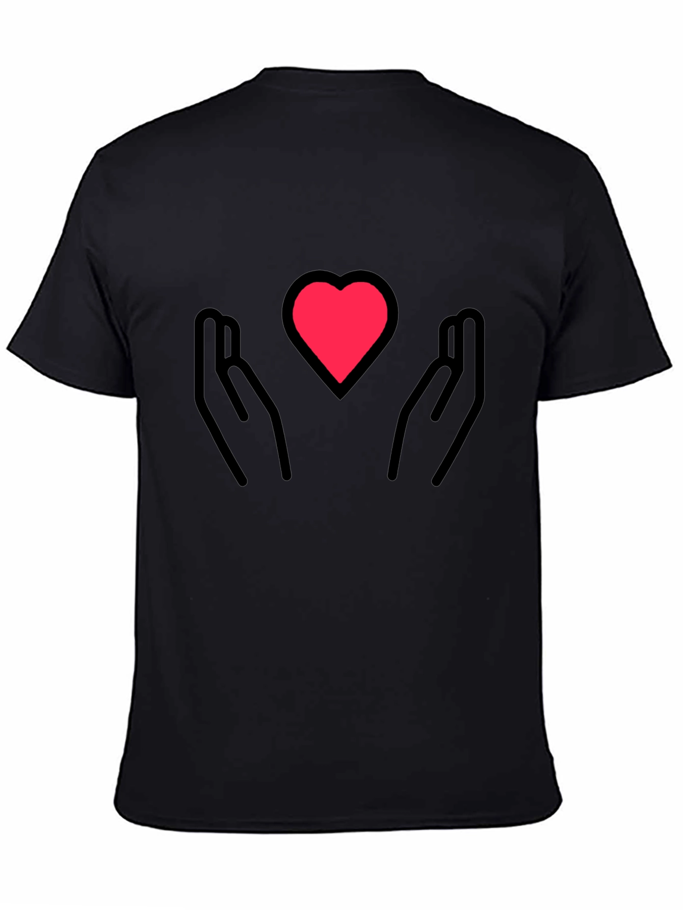 Heart in Hands Graphic Tee - Black Cotton Blend