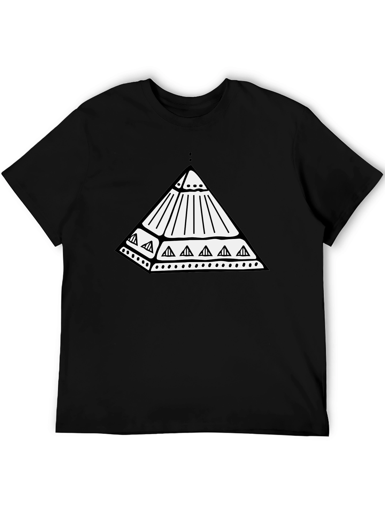Geometric Pyramid Graphic Black T-Shirt