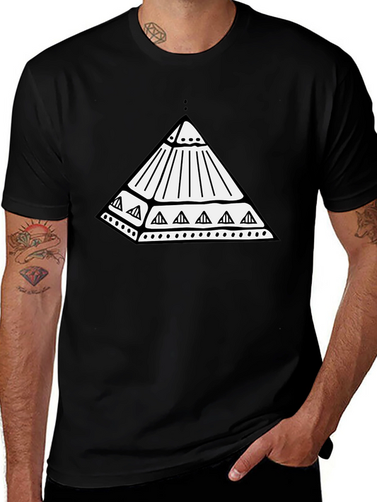 Geometric Pyramid Graphic Black T-Shirt