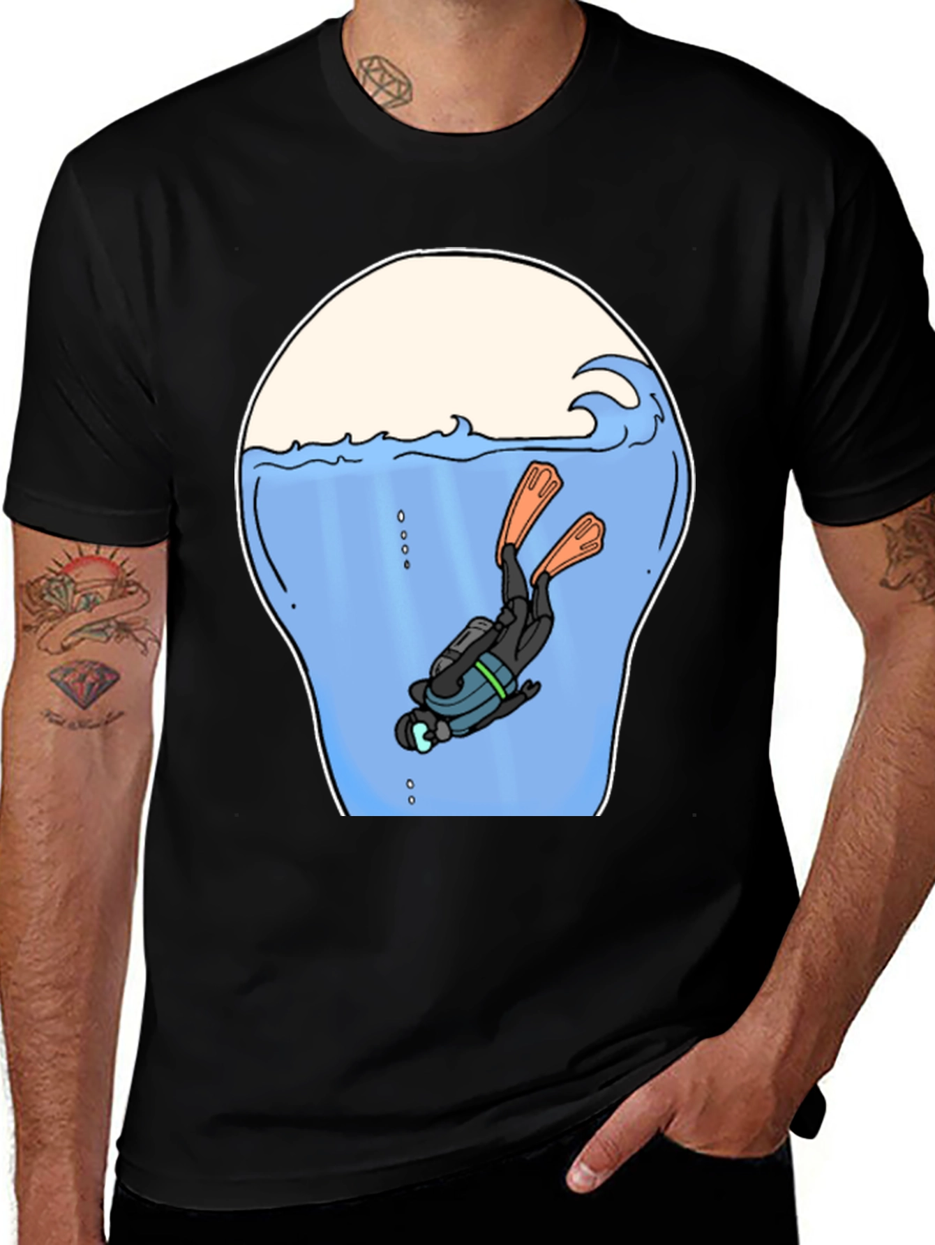 Diver in Ocean Graphic T-Shirt