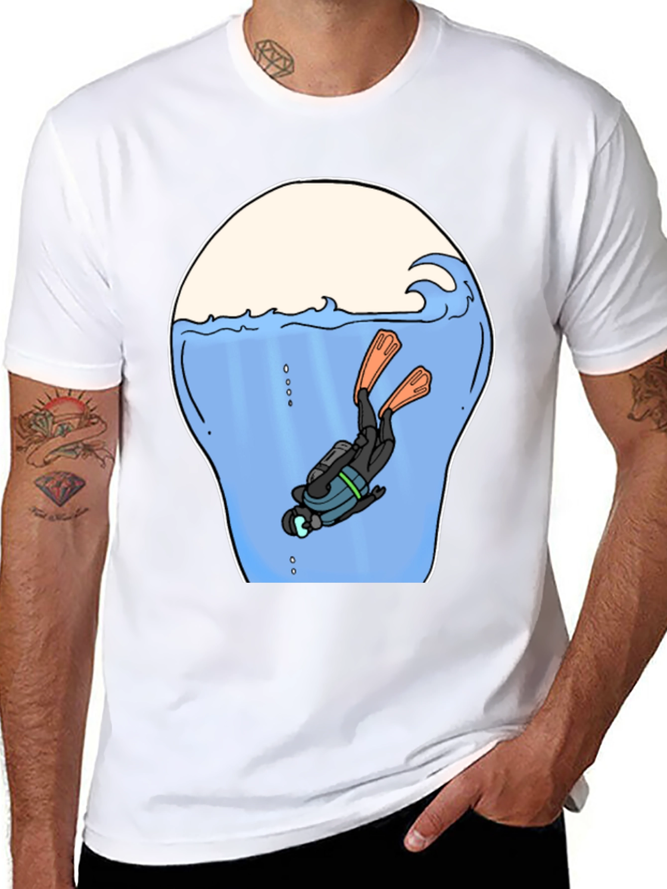 Diver in Ocean Graphic T-Shirt