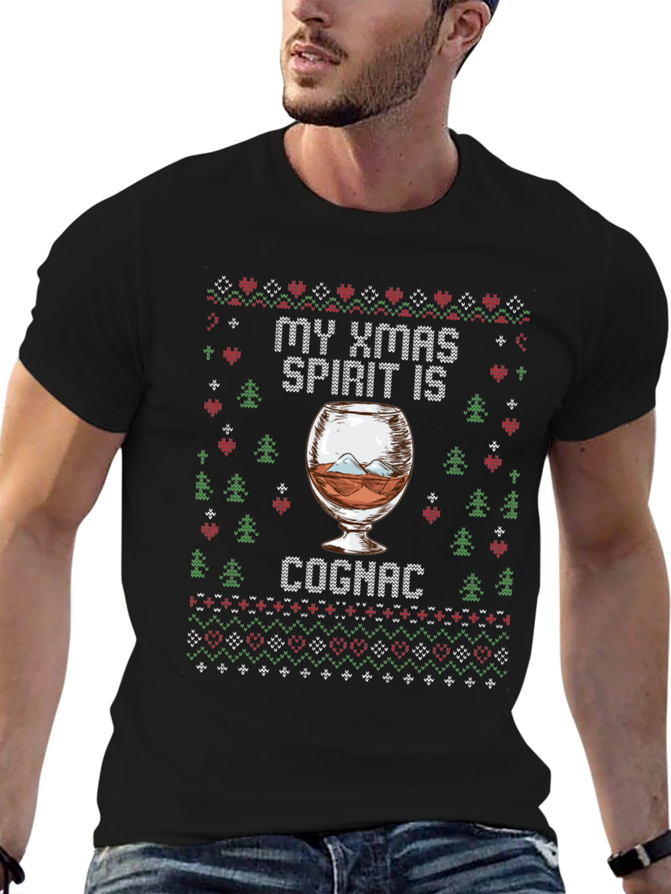 My Xmas Spirit Is Cognac Ugly Christmas T-Shirt