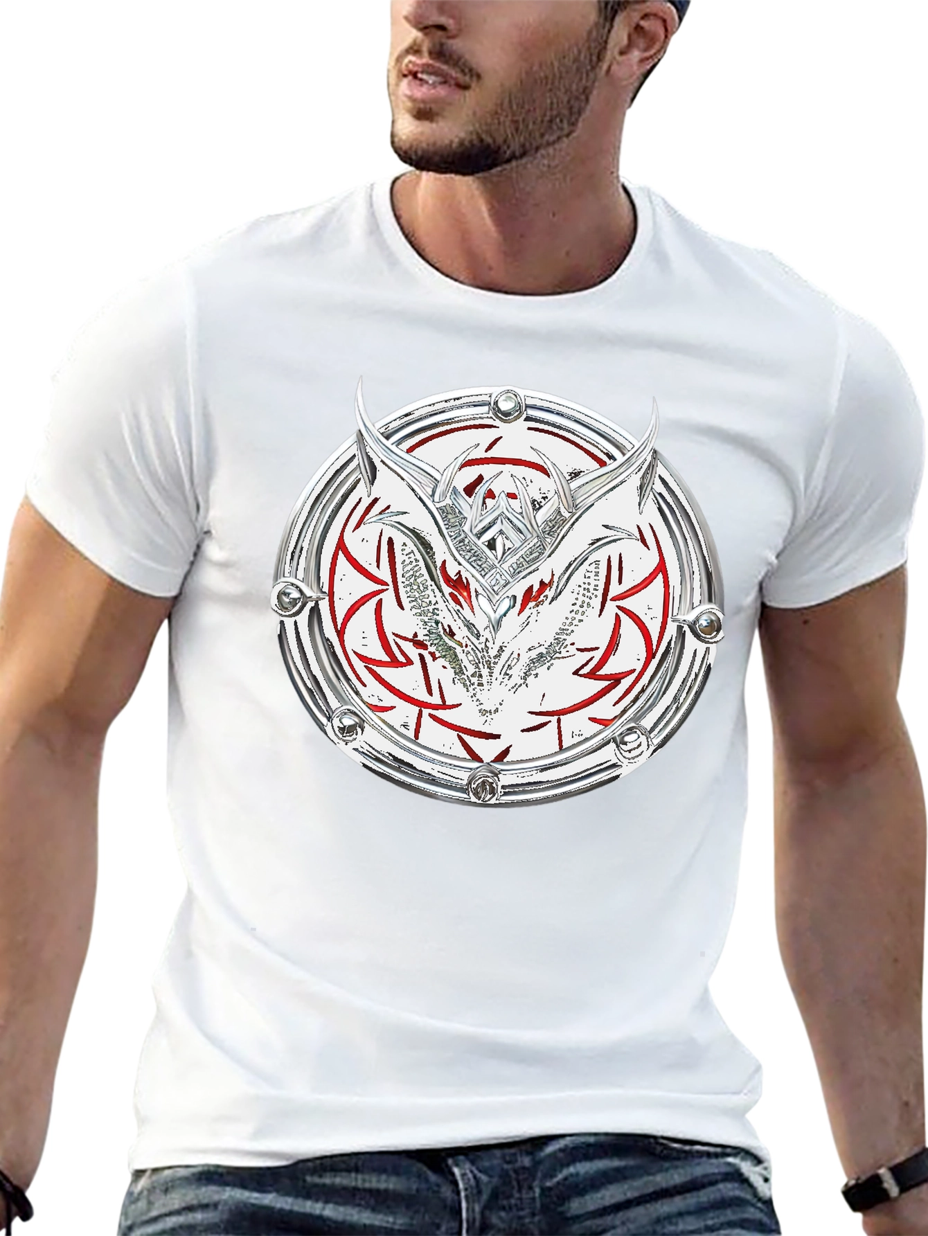 Dragon Shield Graphic Tee - Black Cotton Blend