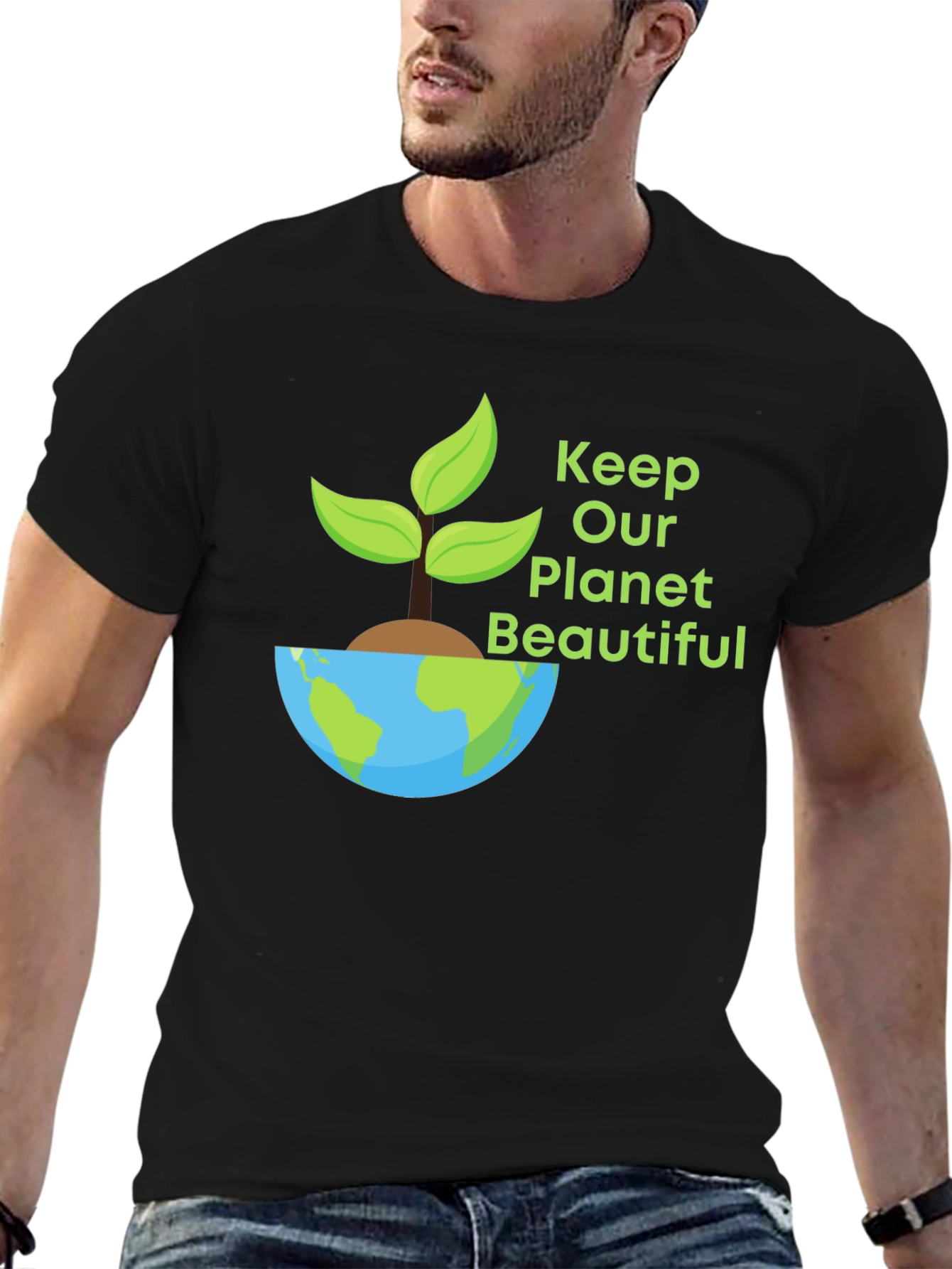 Eco-Friendly Planet Graphic T-Shirt