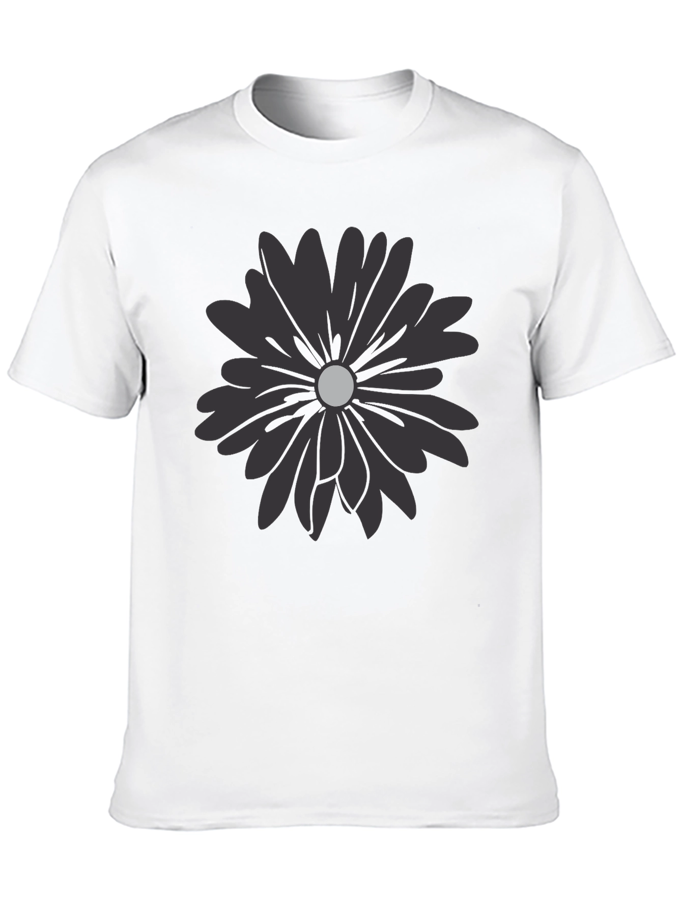 Black Flower Graphic T-Shirt - Modern Casual Tee