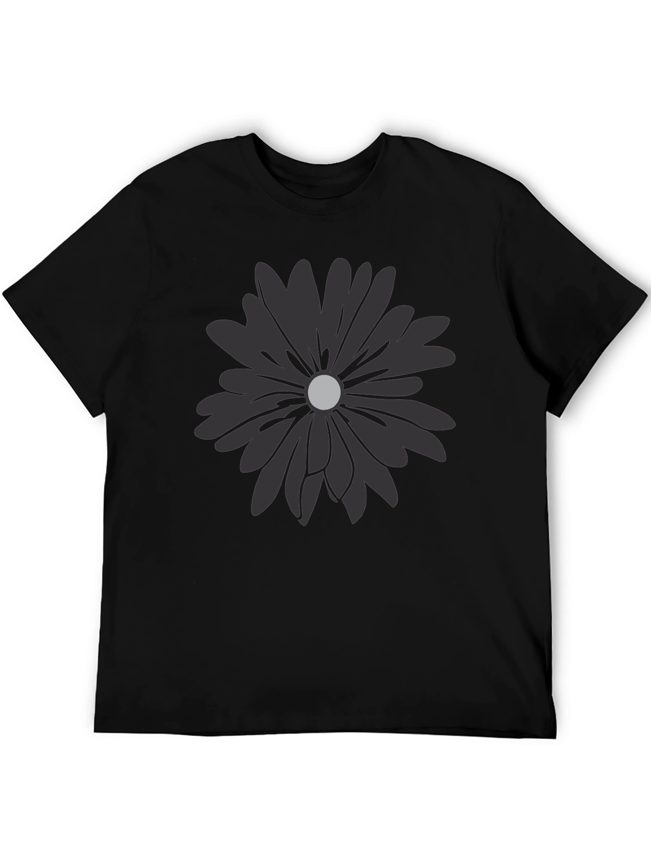Black Flower Graphic T-Shirt - Modern Casual Tee