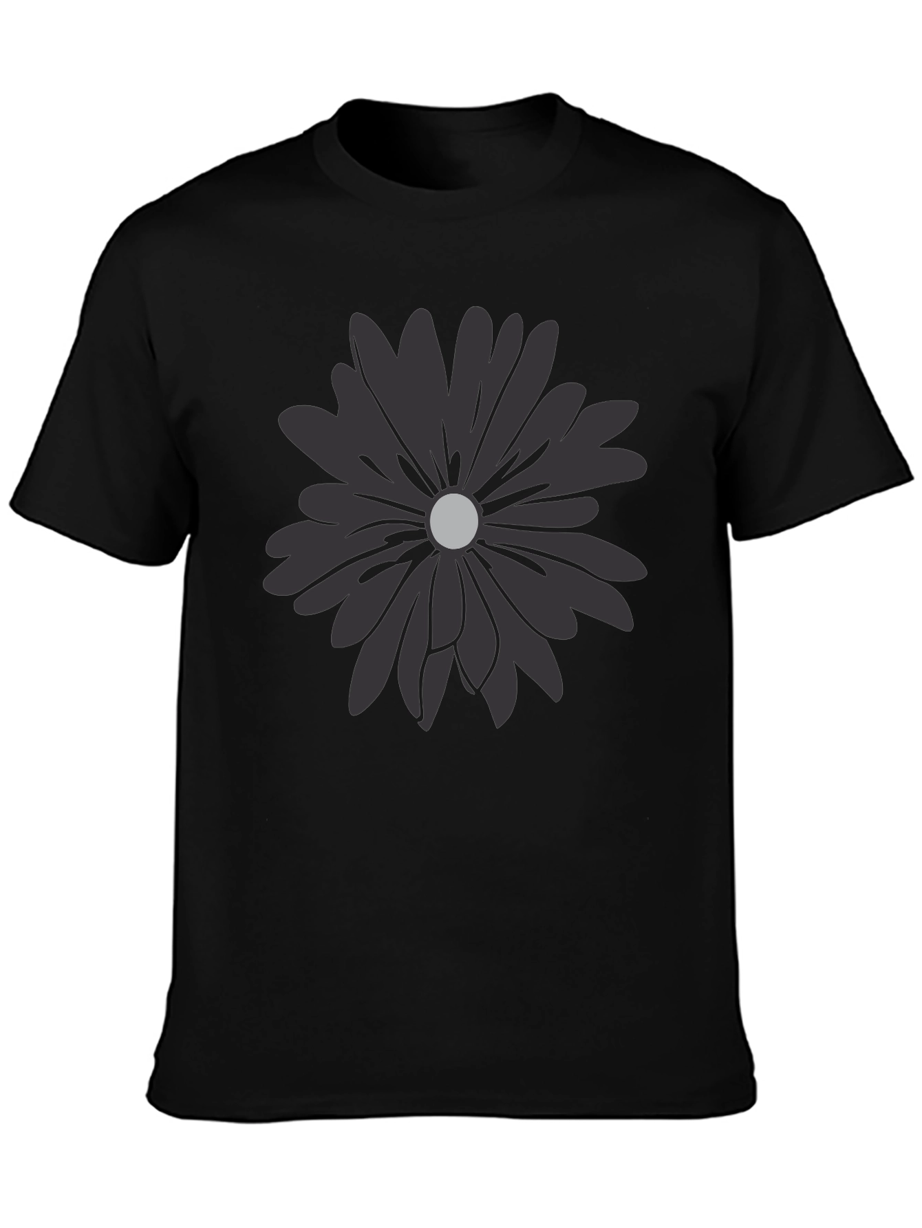 Black Flower Graphic T-Shirt - Modern Casual Tee