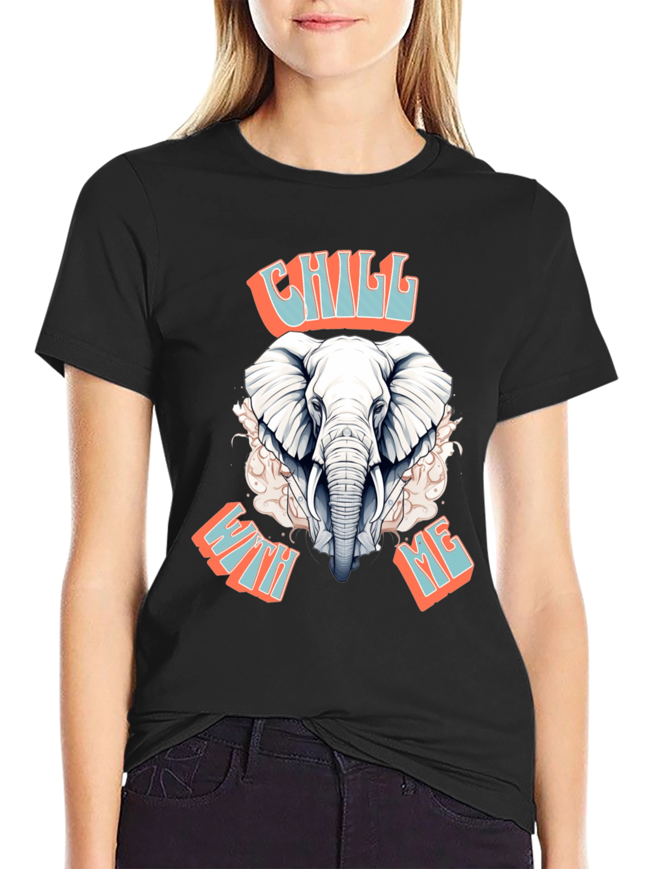 Chill With Me Elephant Graphic Tee