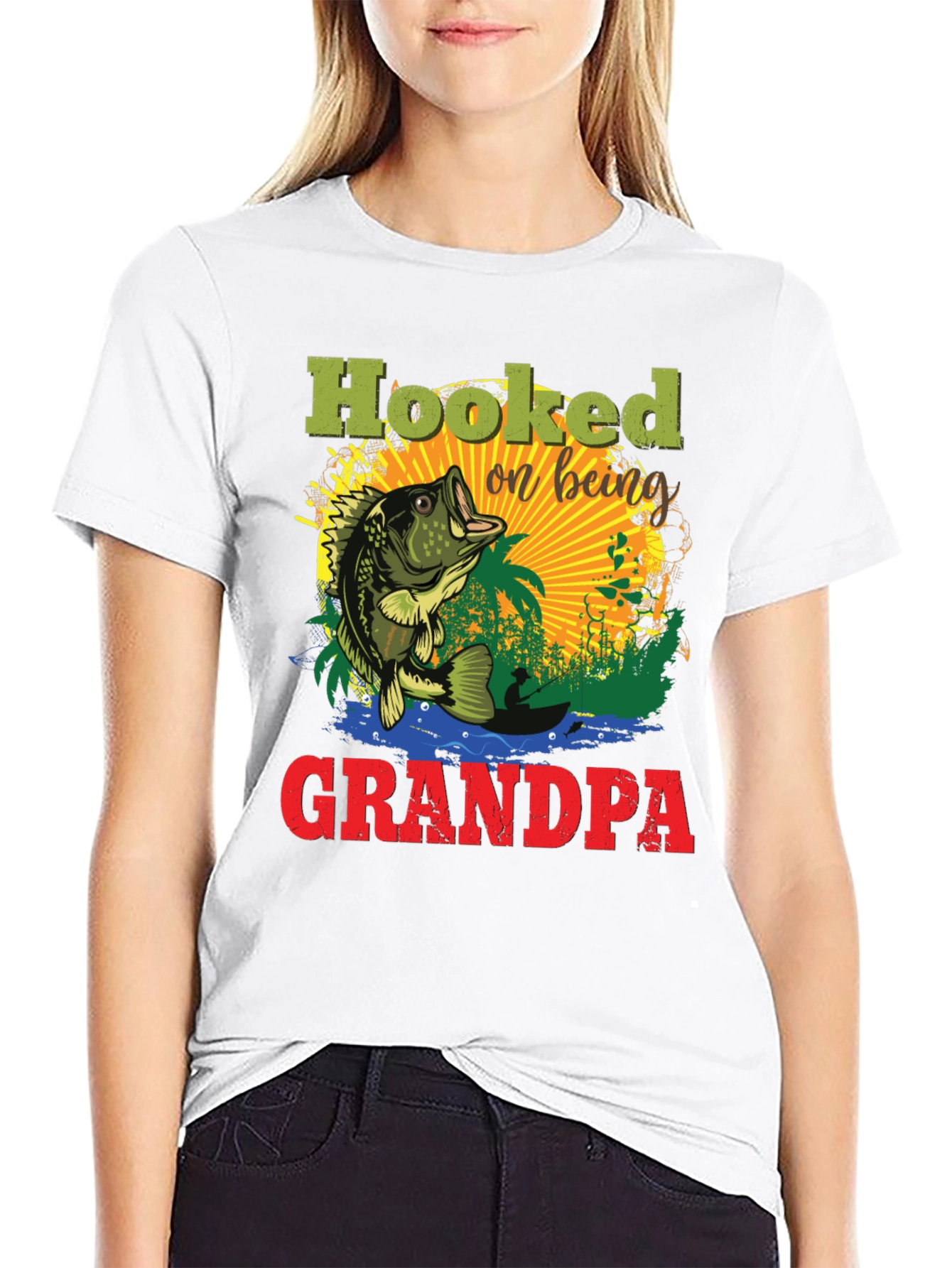 Hooked on Being Grandpa Fishing T-Shirt