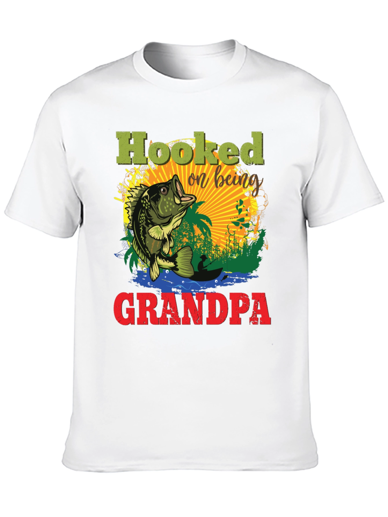 Hooked on Being Grandpa Fishing T-Shirt