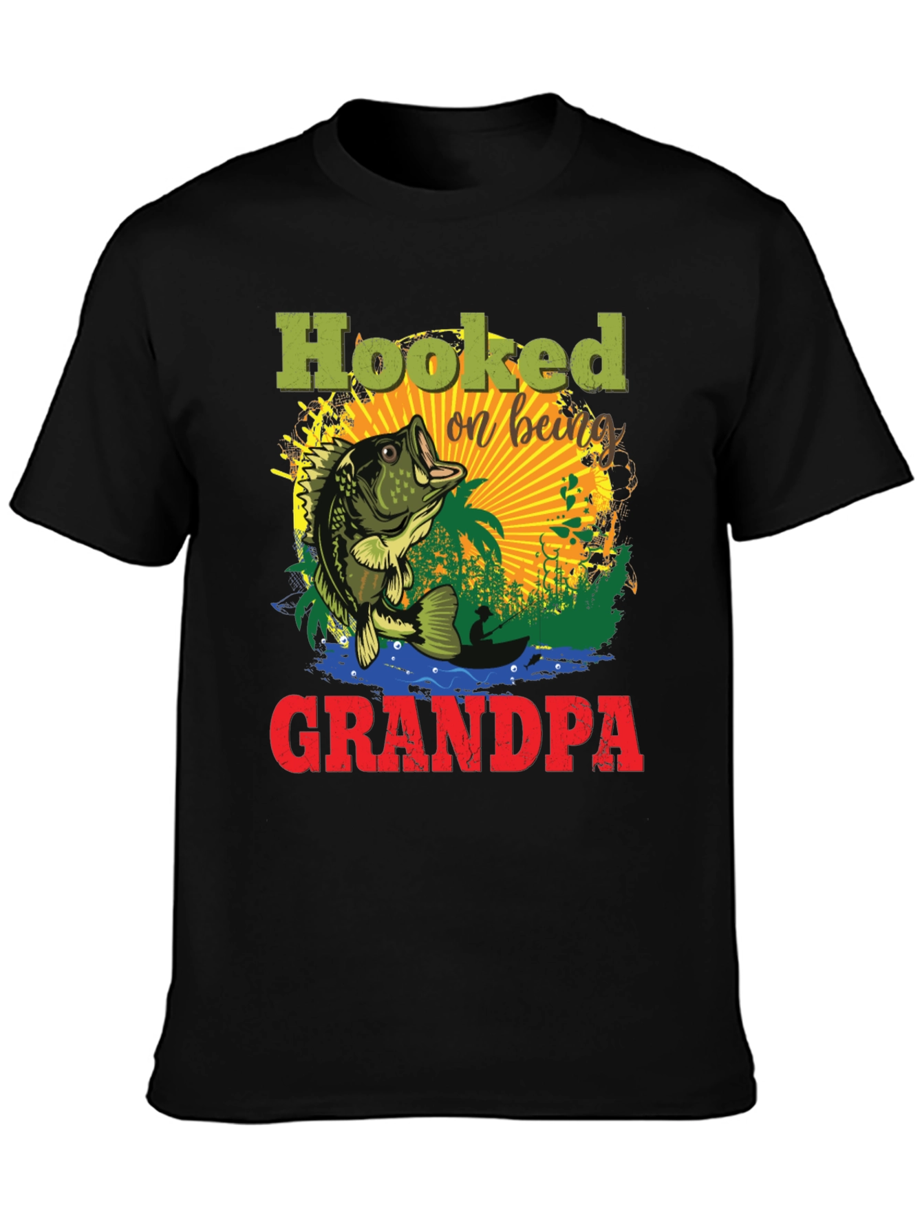 Hooked on Being Grandpa Fishing T-Shirt