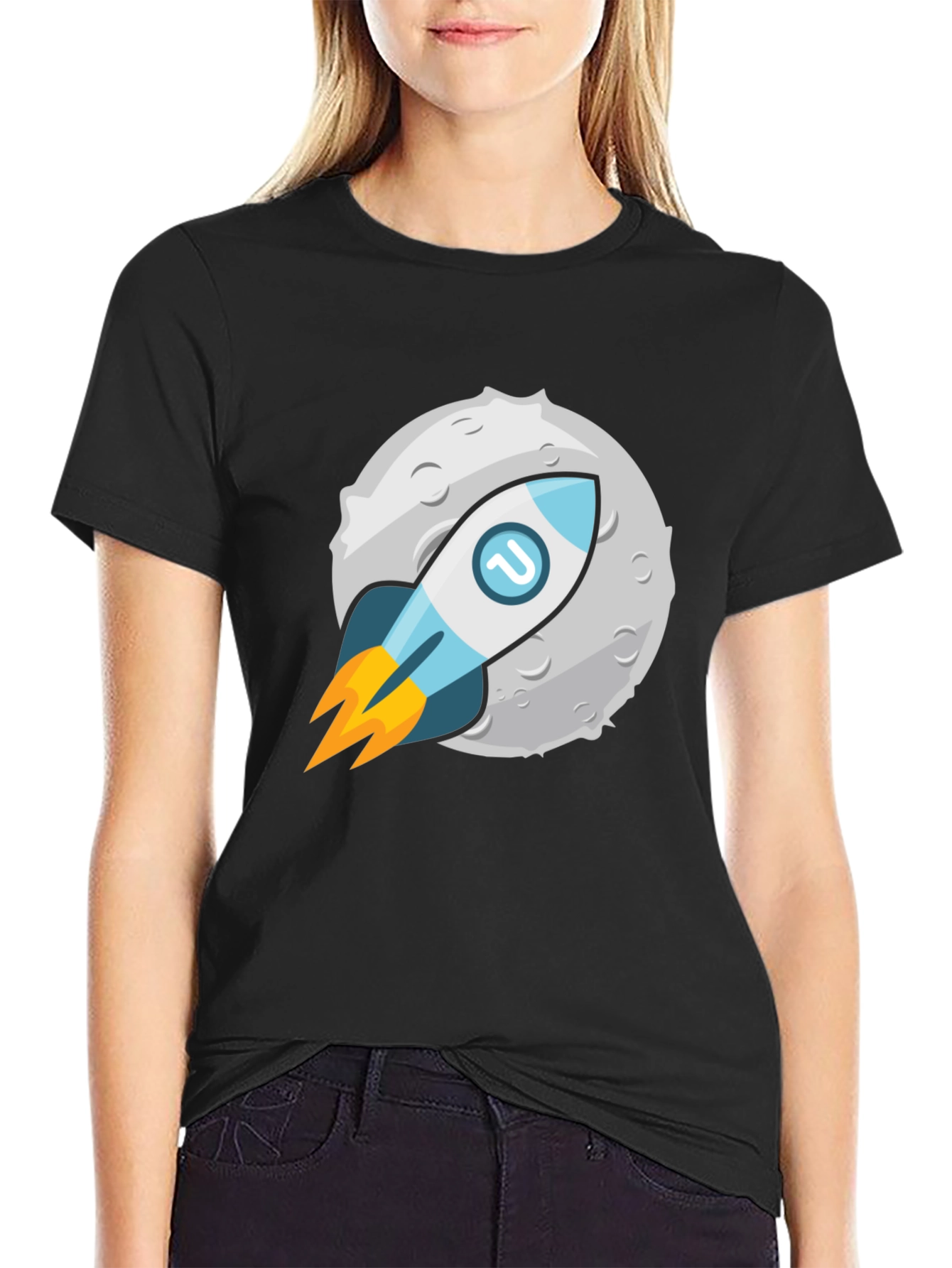 Rocket to the Moon Graphic Tee - Black