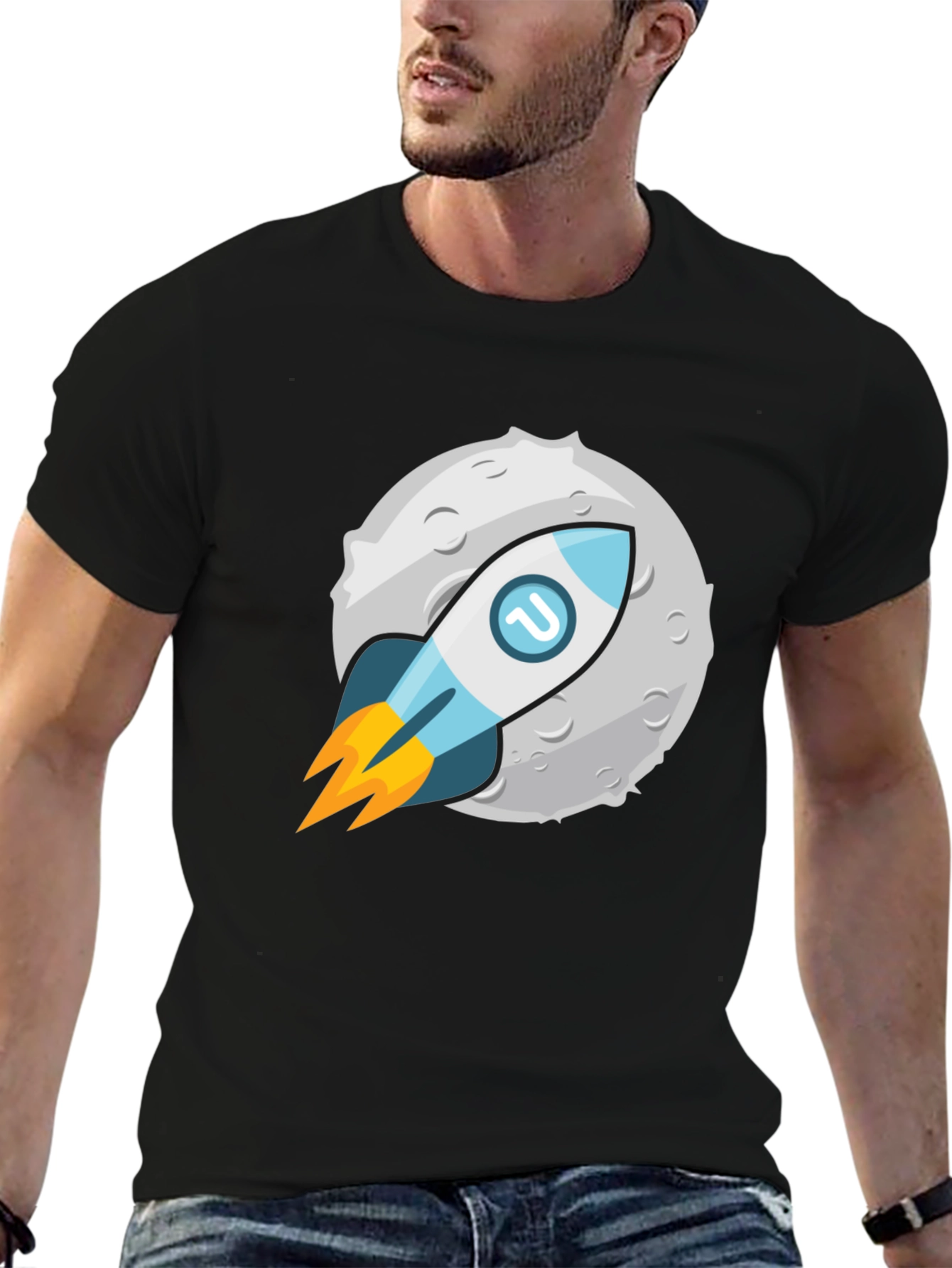 Rocket to the Moon Graphic Tee - Black