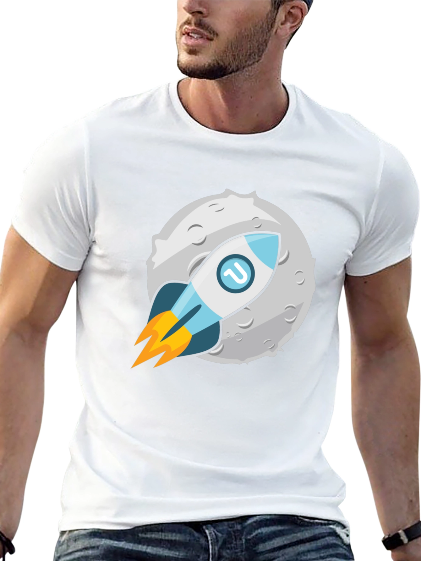 Rocket to the Moon Graphic Tee - Black