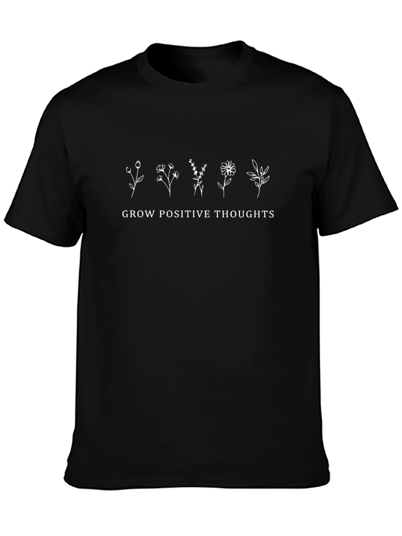 Grow Positive Thoughts Graphic Tee - Black