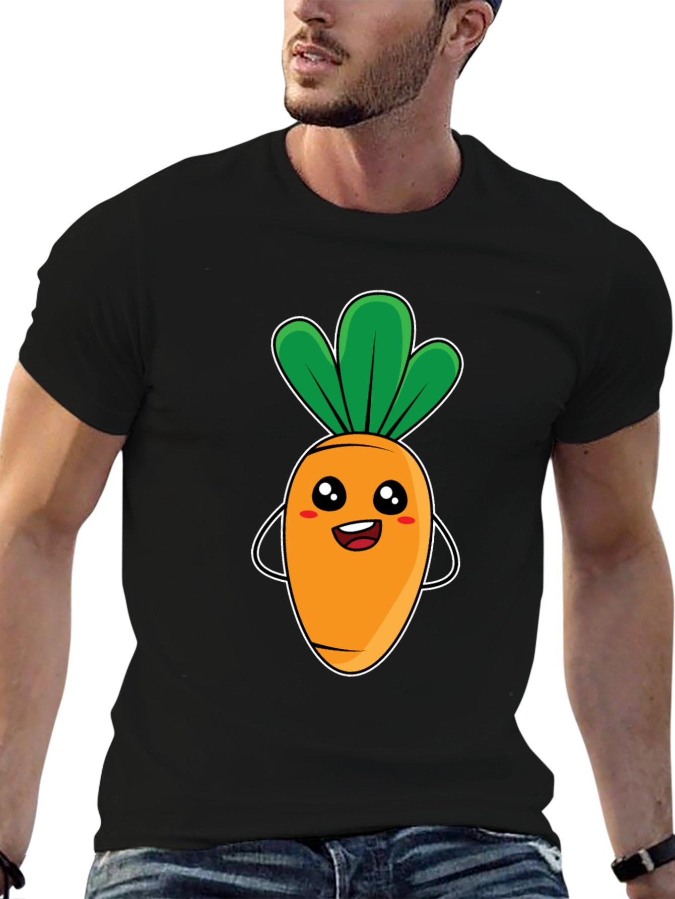 Cute Carrot Graphic Tee - Black Unisex T-Shirt