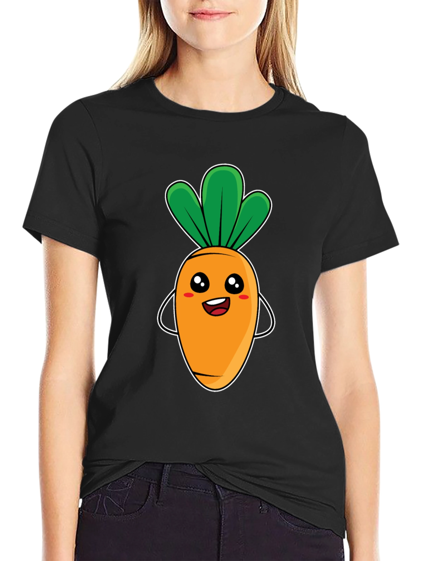 Cute Carrot Graphic Tee - Black Unisex T-Shirt