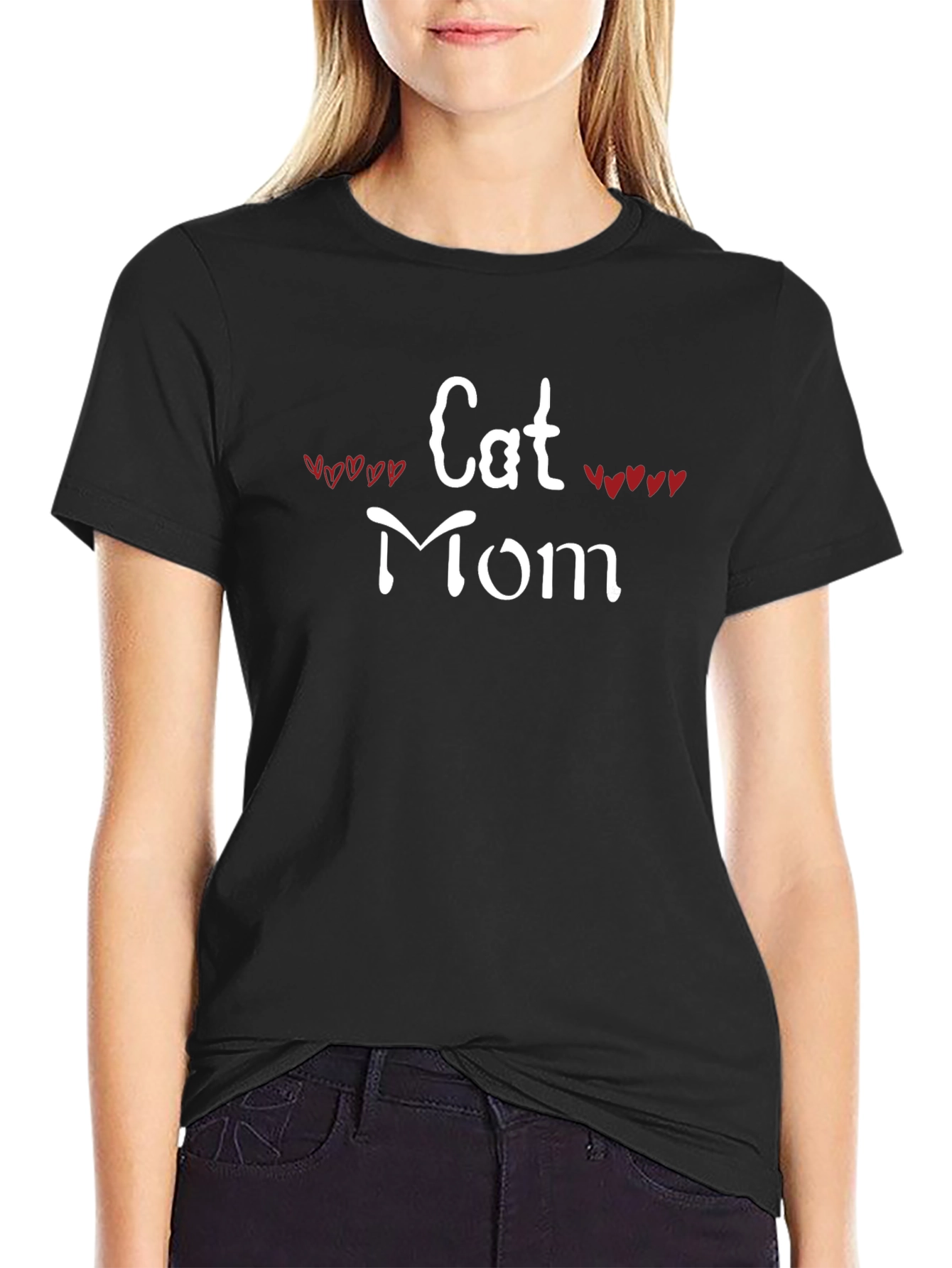 Cat Mom T-Shirt - Heart Accents