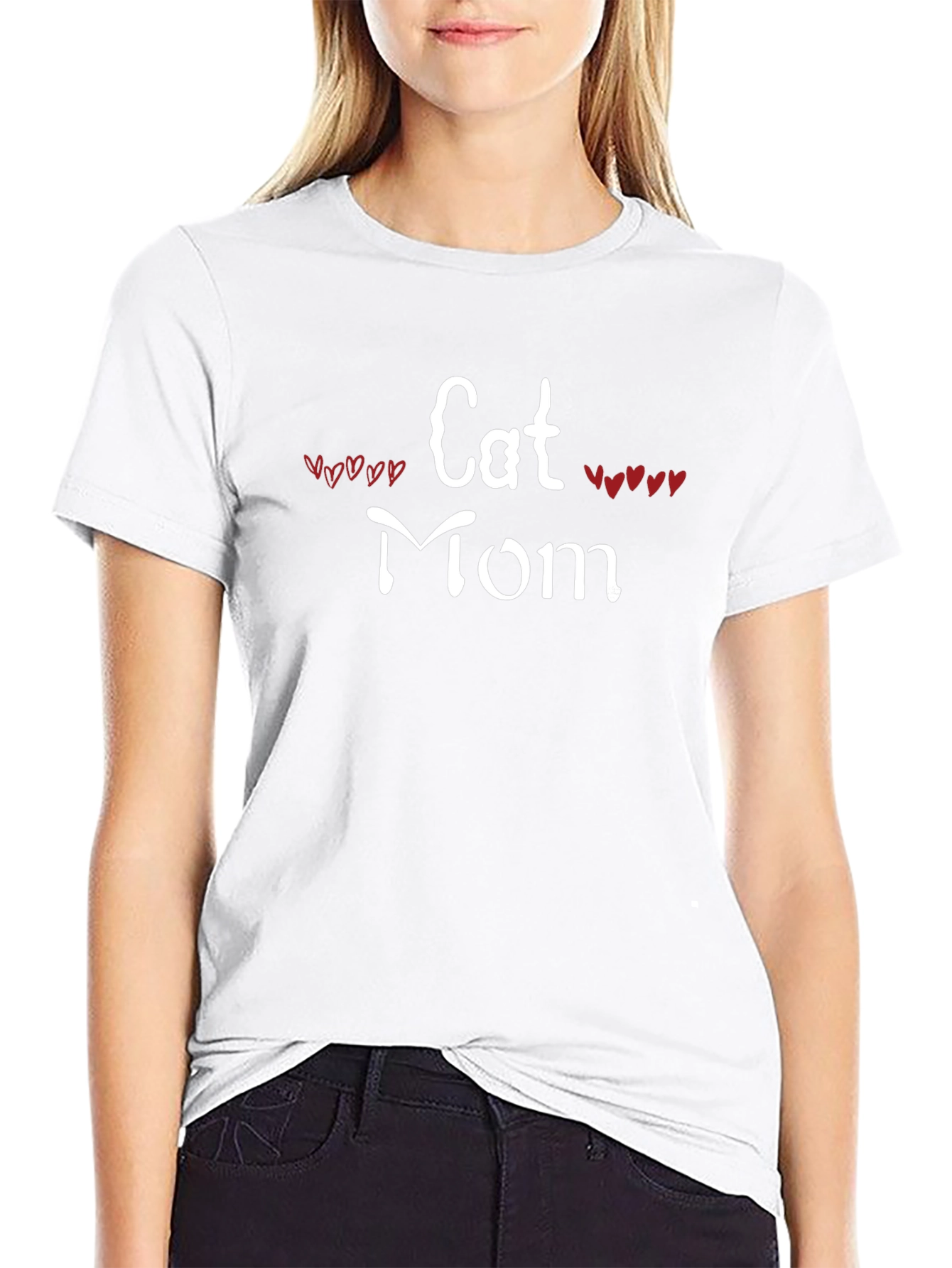 Cat Mom T-Shirt - Heart Accents