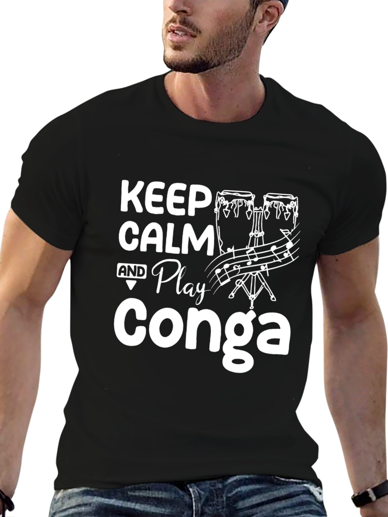 Keep Calm and Play Conga Graphic T-Shirt