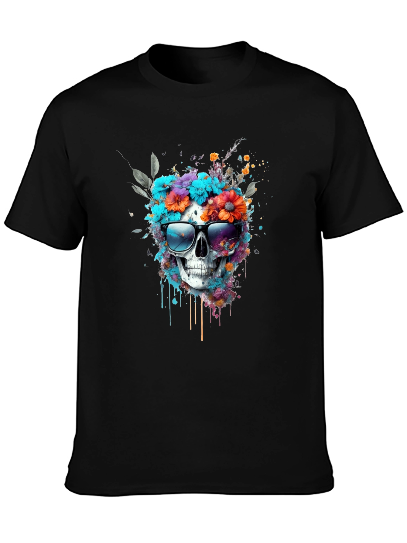 Floral Skull Graphic Tee - Stylish & Unique